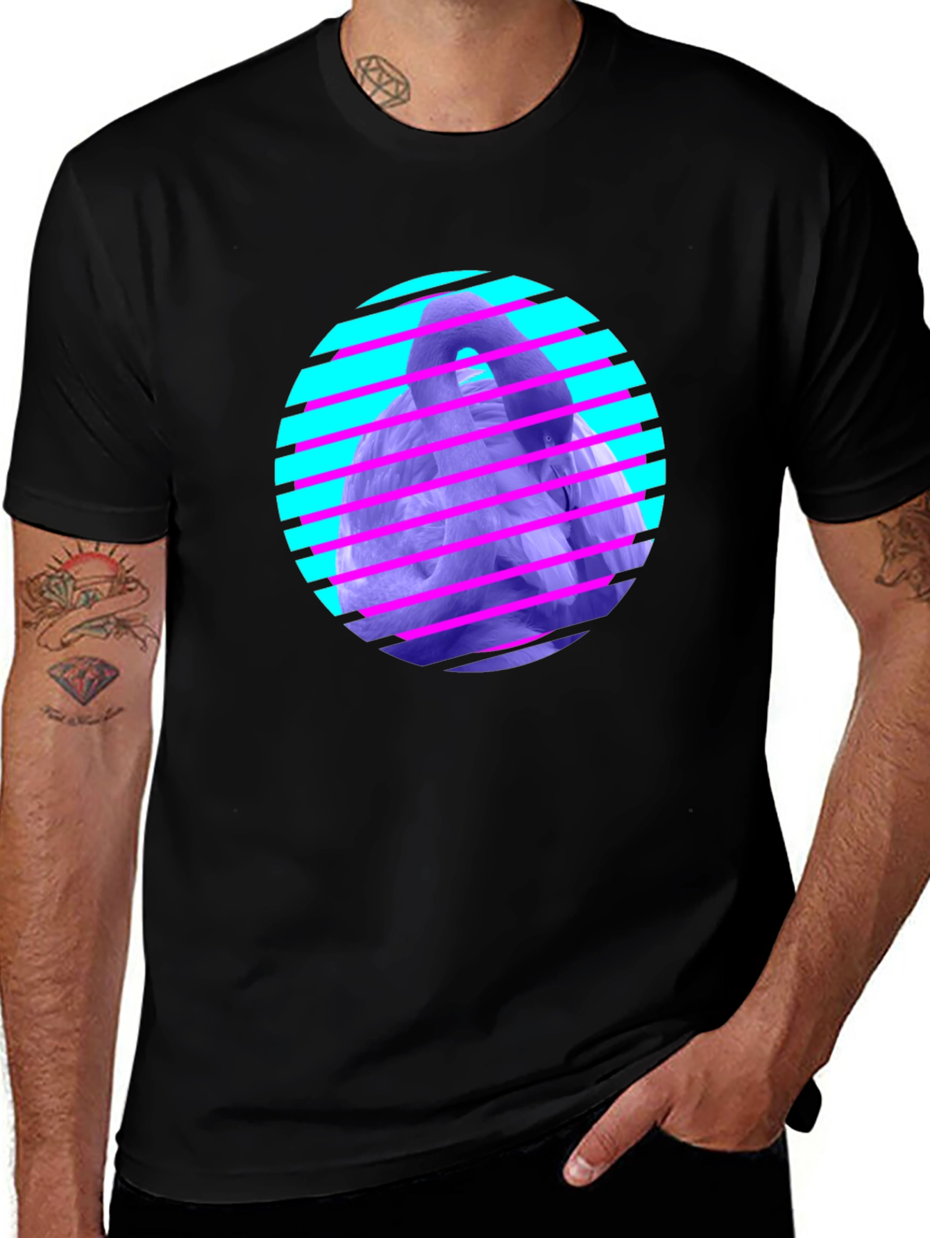 Black Retro Vaporwave Gorilla Graphic Tee main image