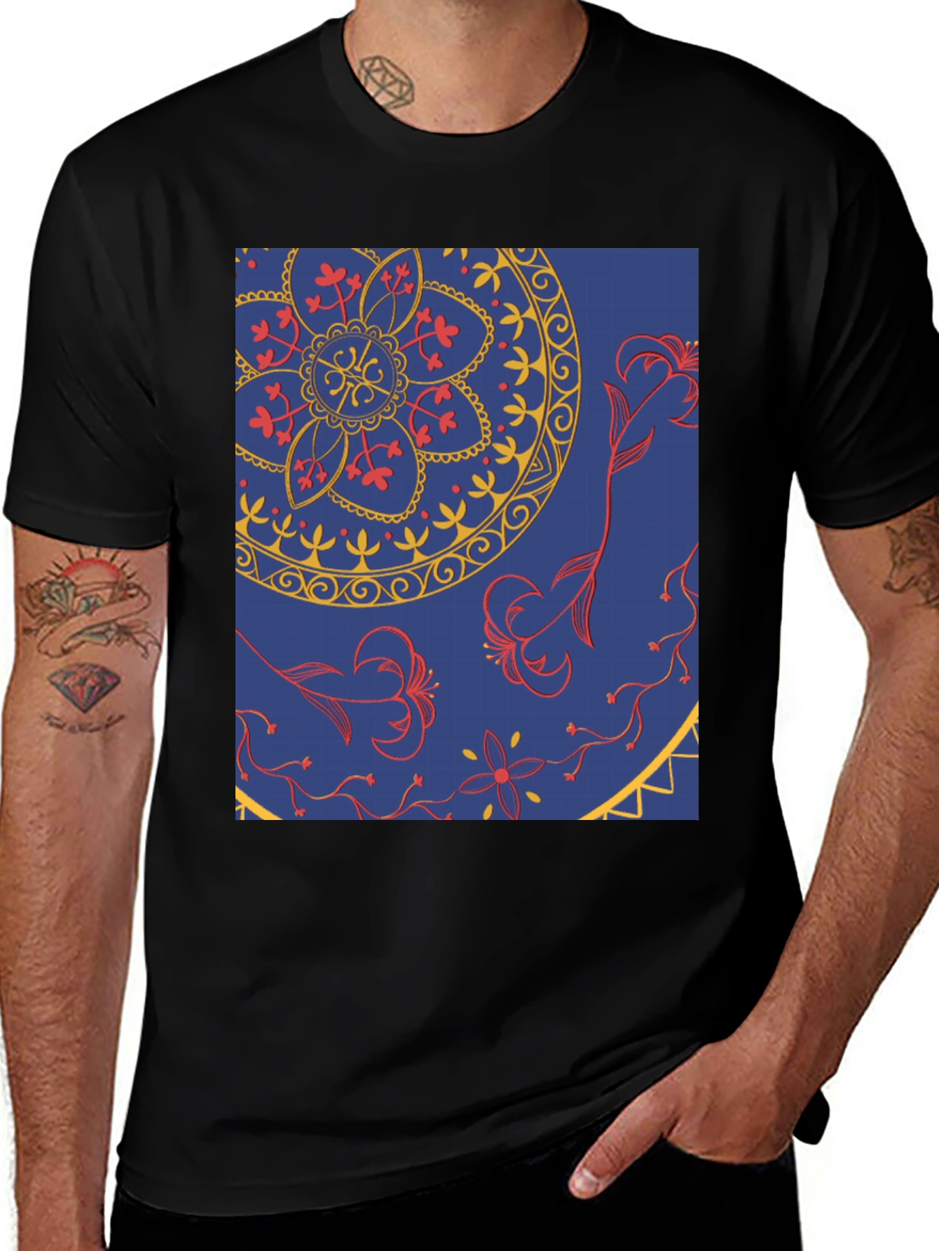 Variant 15 of Blue Mandala Graphic Tee - Stylish Print T-Shirt