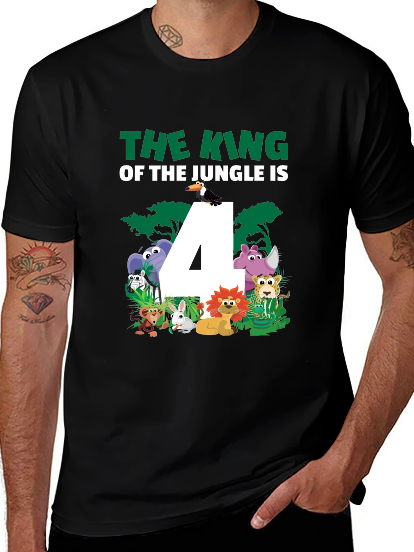 King of the Jungle 4th Birthday T-Shirt