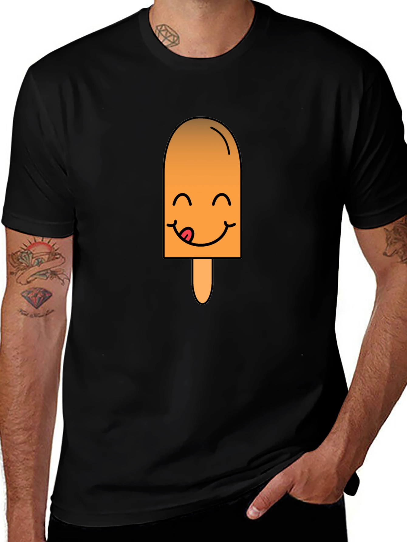 Variant 8 of Funny Popsicle Graphic Tee - Black Casual T-Shirt