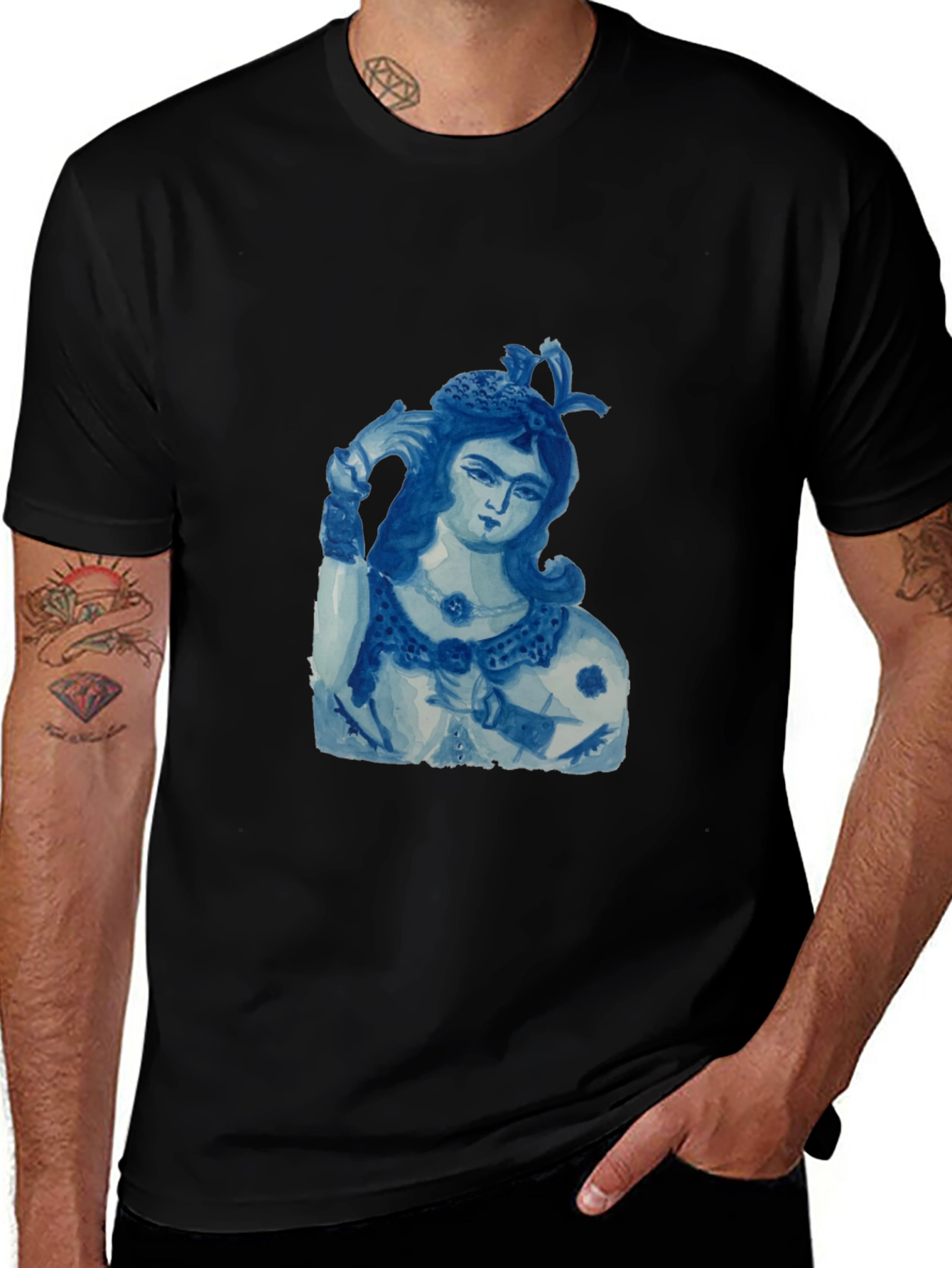 Variant 27 of Blue China Lady Graphic Tee - Soft Black Cotton