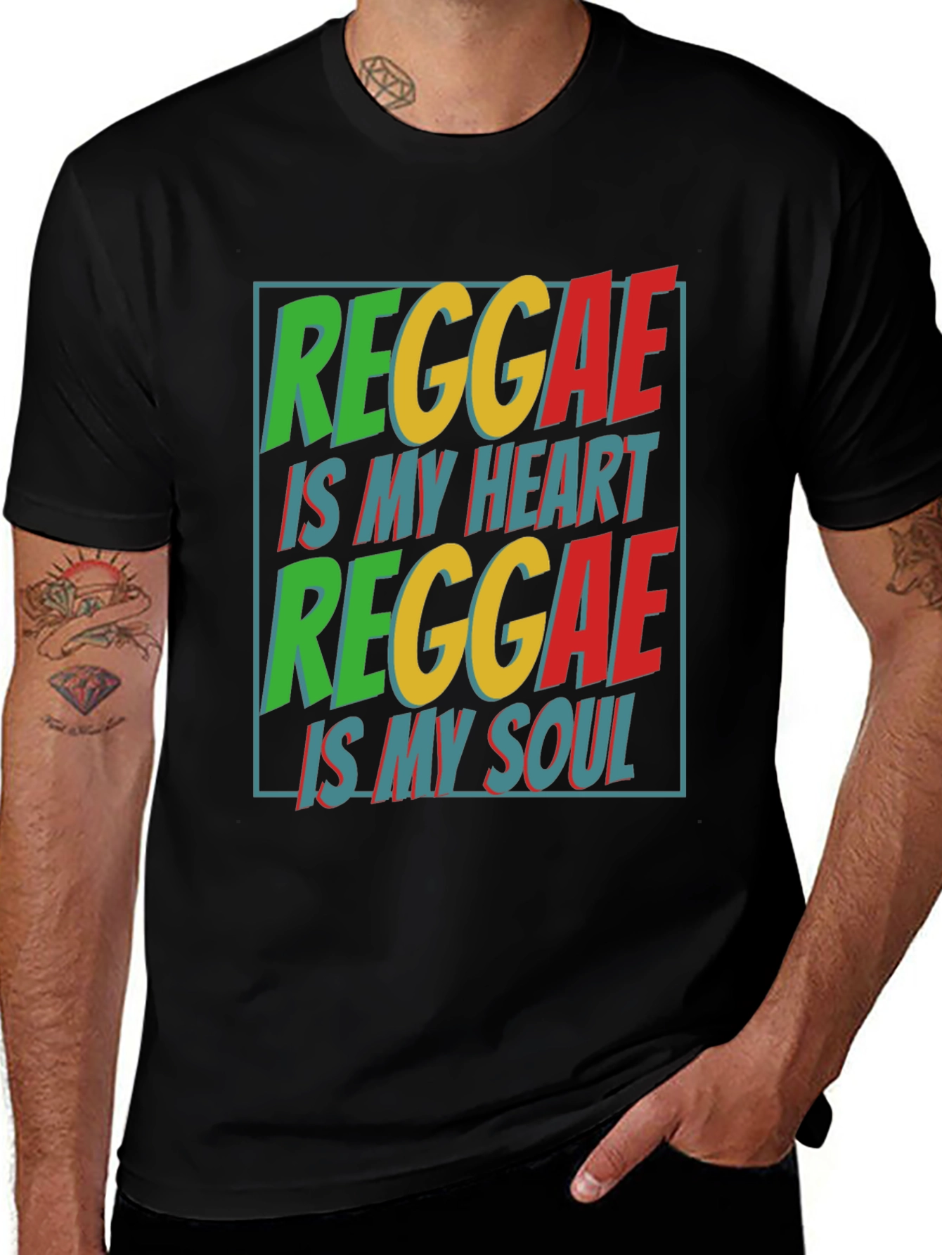 Variant 23 of Reggae Is My Heart & Soul Graphic Tee - Black