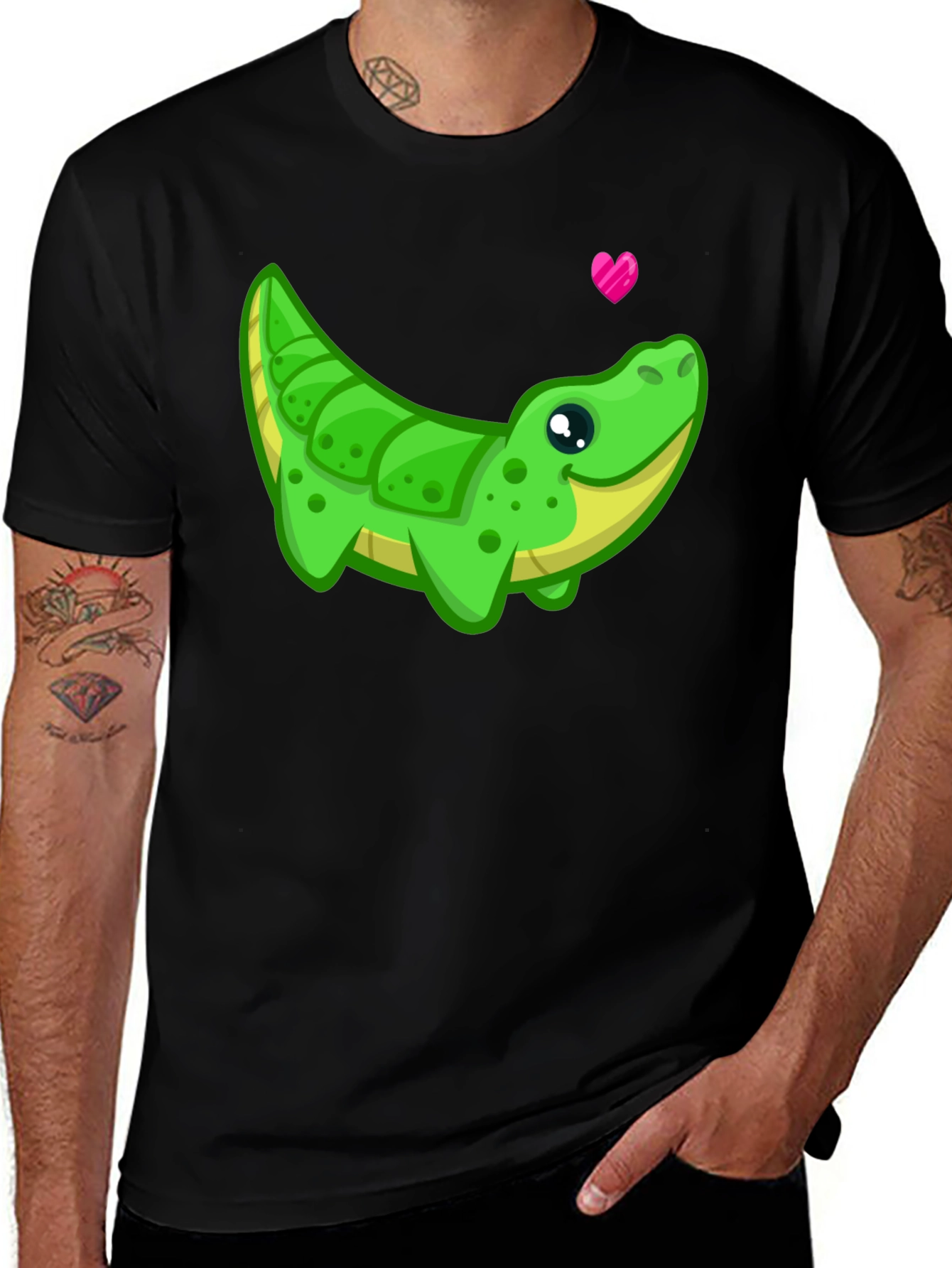 Variant 19 of Cute Alligator Graphic Black T-Shirt