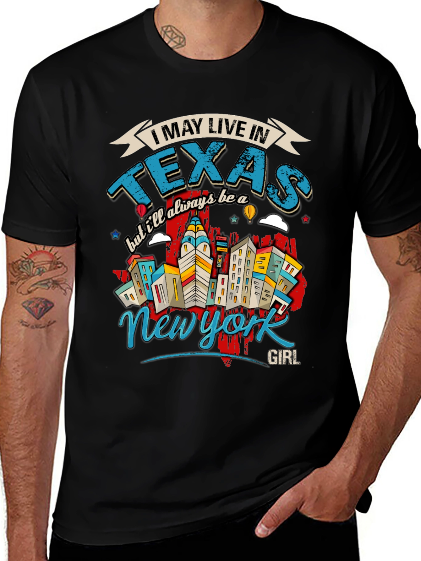 Texas Girl T-Shirt: I May Live in Texas New York Girl