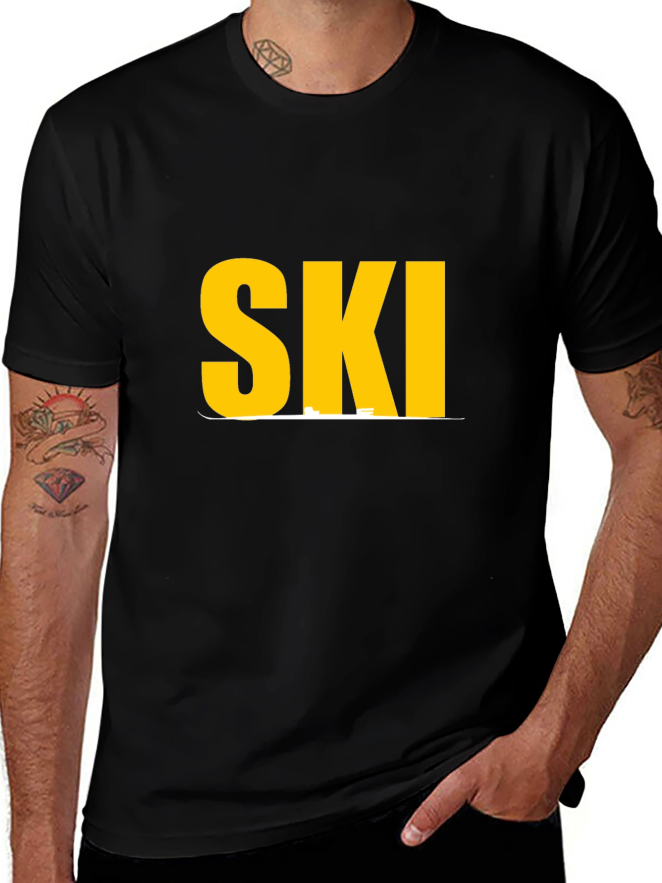 Variant 2 of SKI Graphic Tee - Black Cotton Blend Comfort Fit