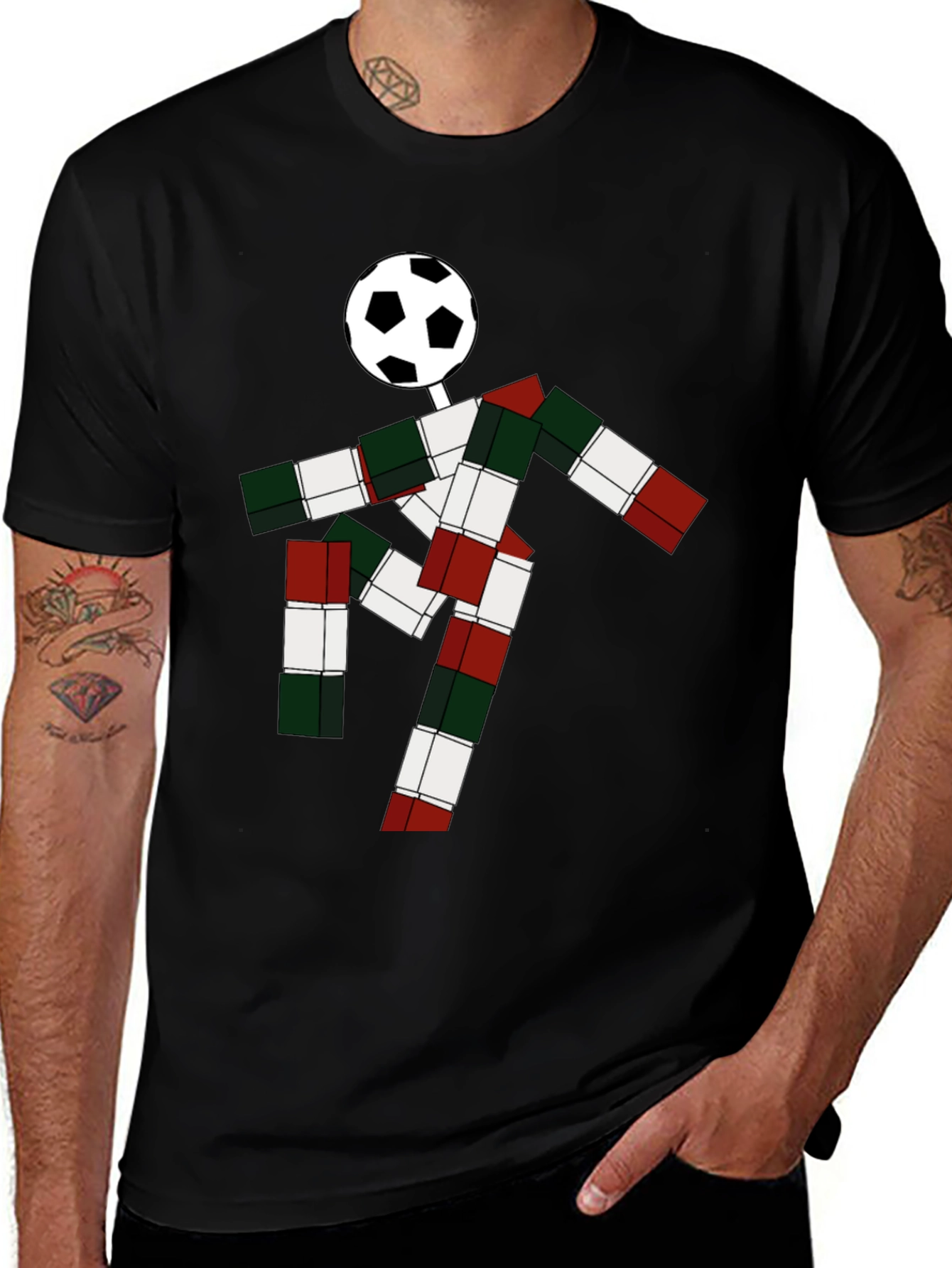 Variant 29 of Soccer Player Graphic Tee - Black Cotton T-Shirt