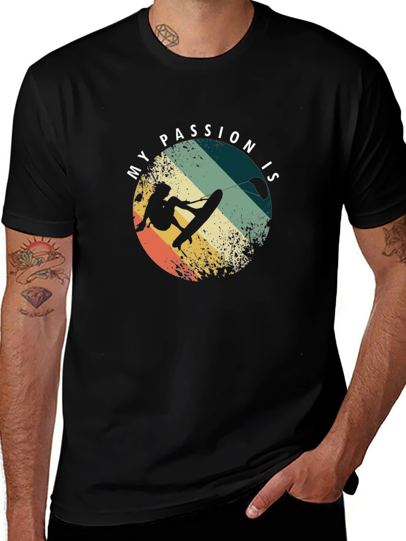 Variant 9 of My Passion Kitesurfing T-Shirt - Black, Cool Graphic Tee