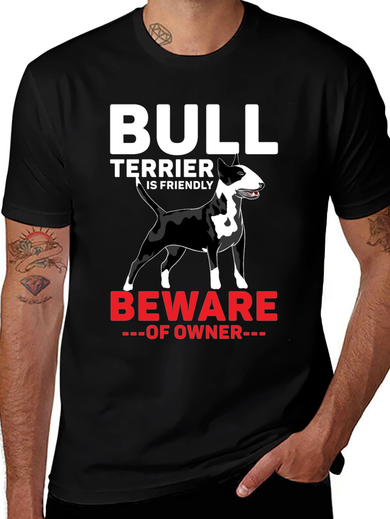Bull Terrier T-Shirt - Beware of Owner Graphic Tee