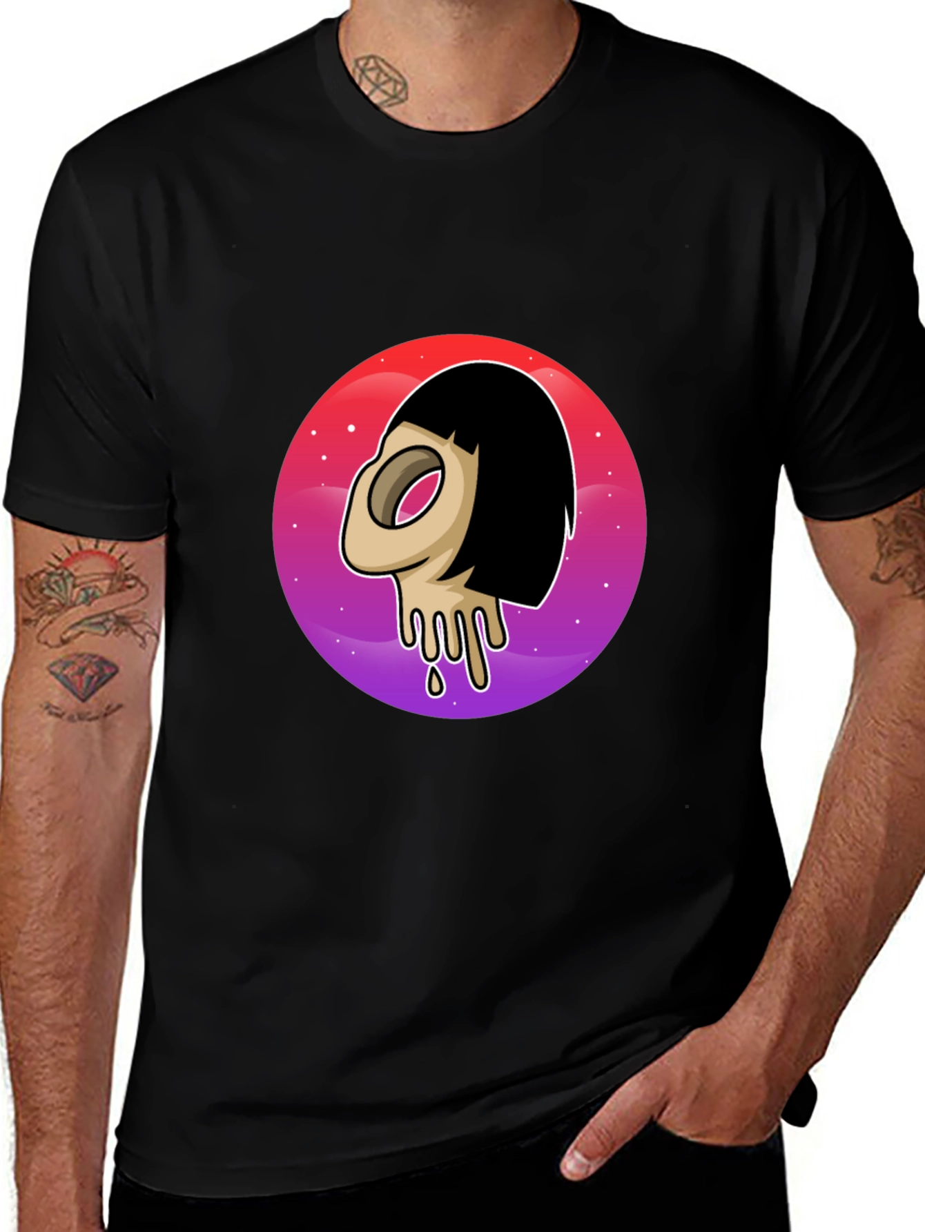 Variant 2 of Melting Face Graphic Tee - Black