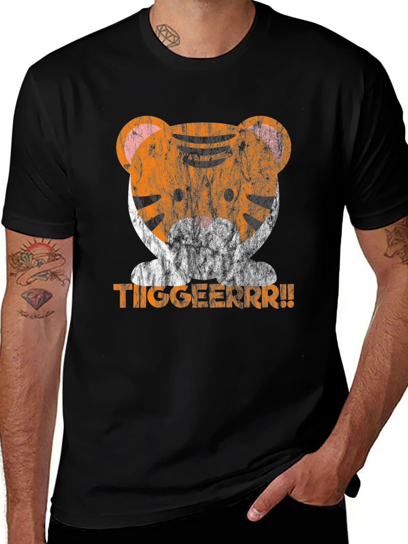 Variant 21 of Cute Tiger Graphic Tee - Distressed Print