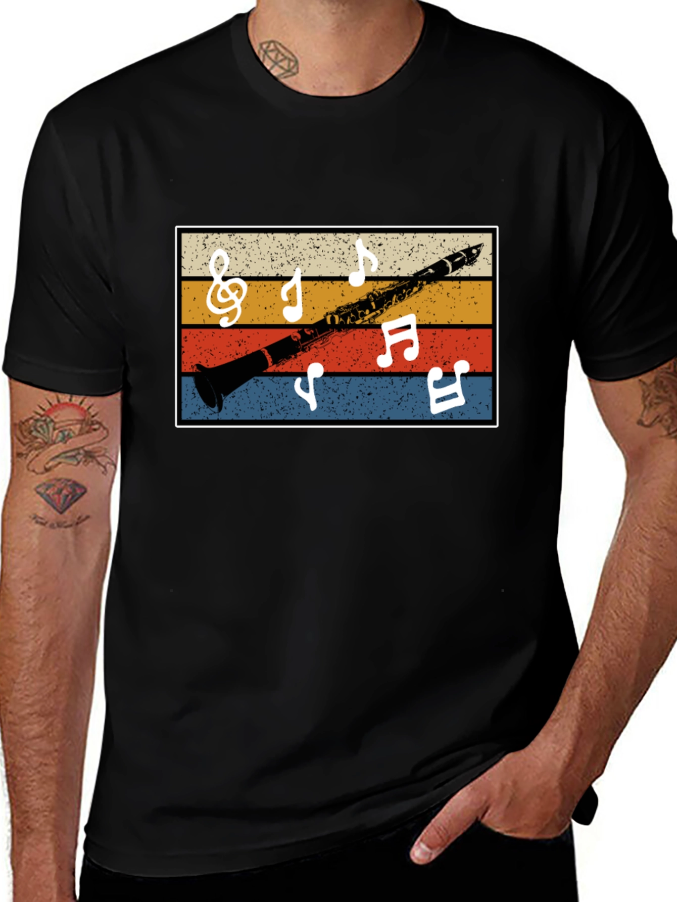Variant 20 of Retro Clarinet Music Notes Tee