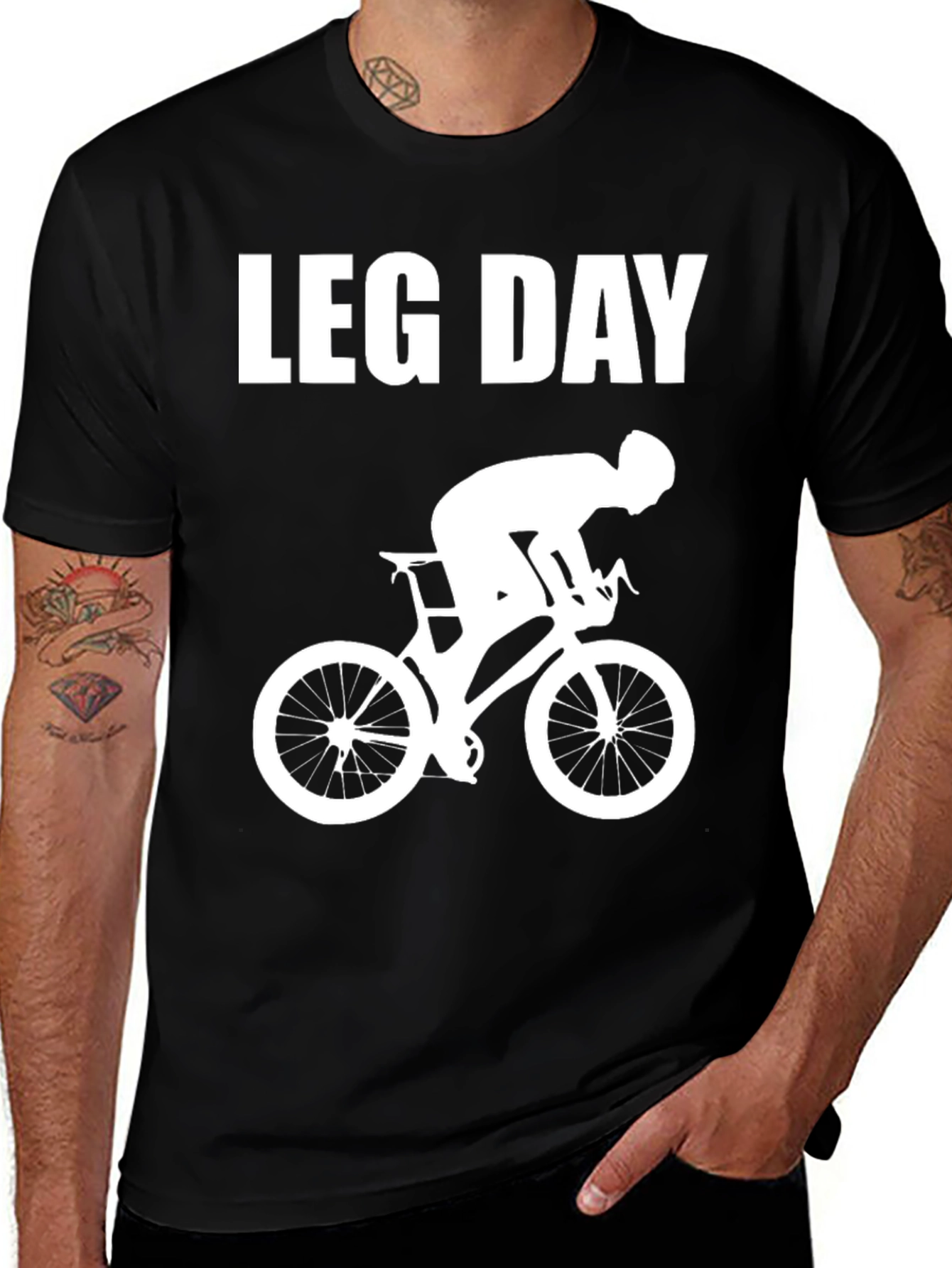 Variant 26 of Leg Day Bike Ride Graphic Tee - Black Cotton T-Shirt