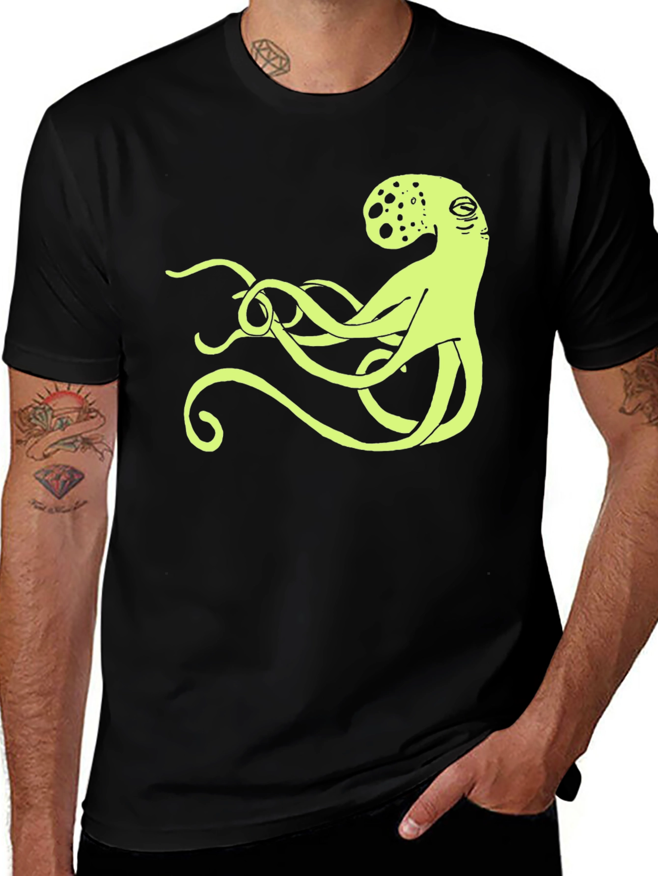 Variant 24 of Octopus Graphic Tee - Black Cotton Casual Shirt