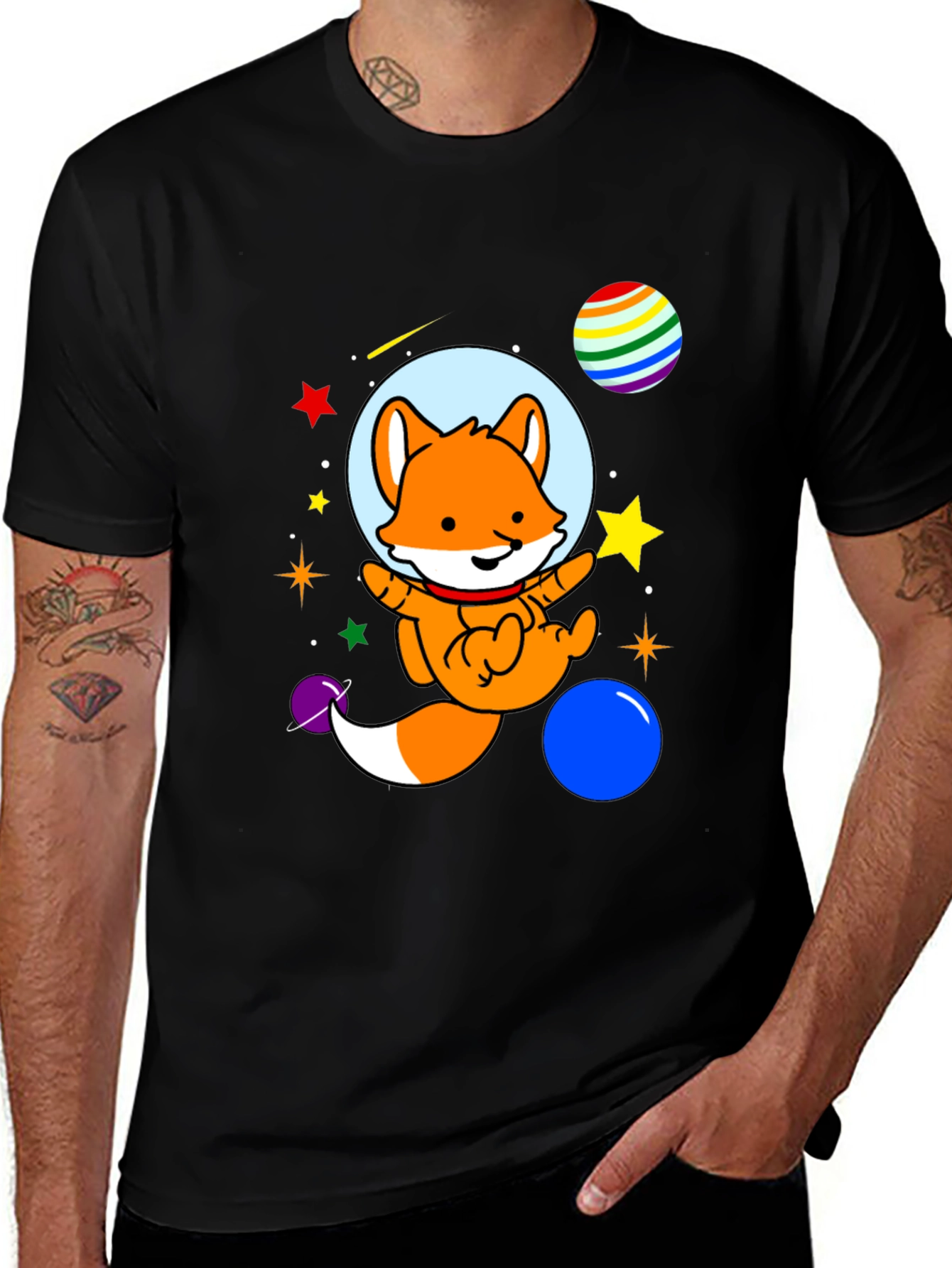 Space Fox T-Shirt - Cute Astronaut Design