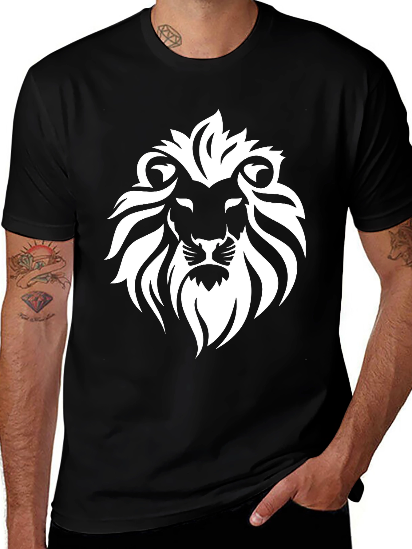 Variant 10 of Lion Graphic Black T-Shirt - Men's Fashion