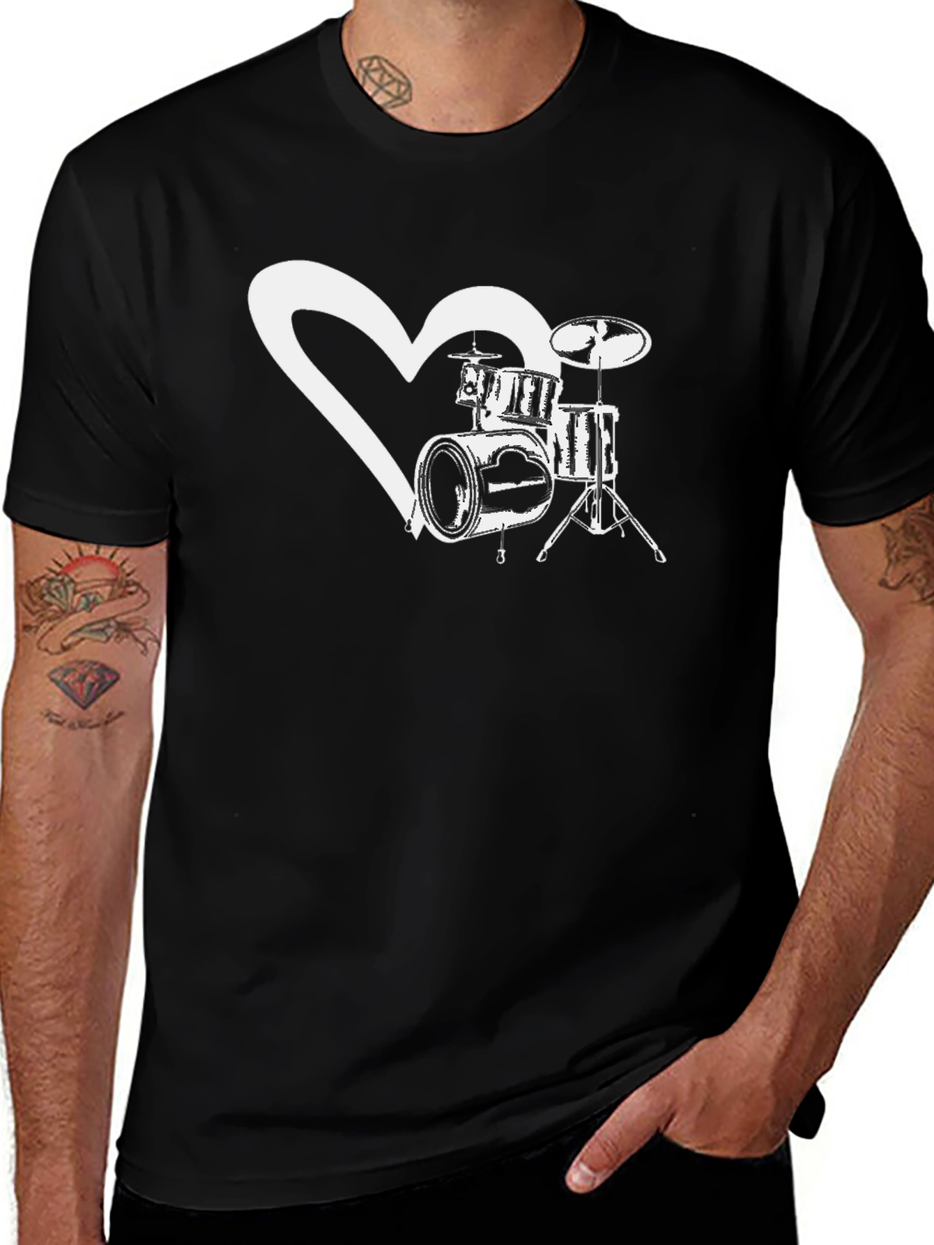 Variant 24 of Drum Heart T-Shirt - Music Lover Tee