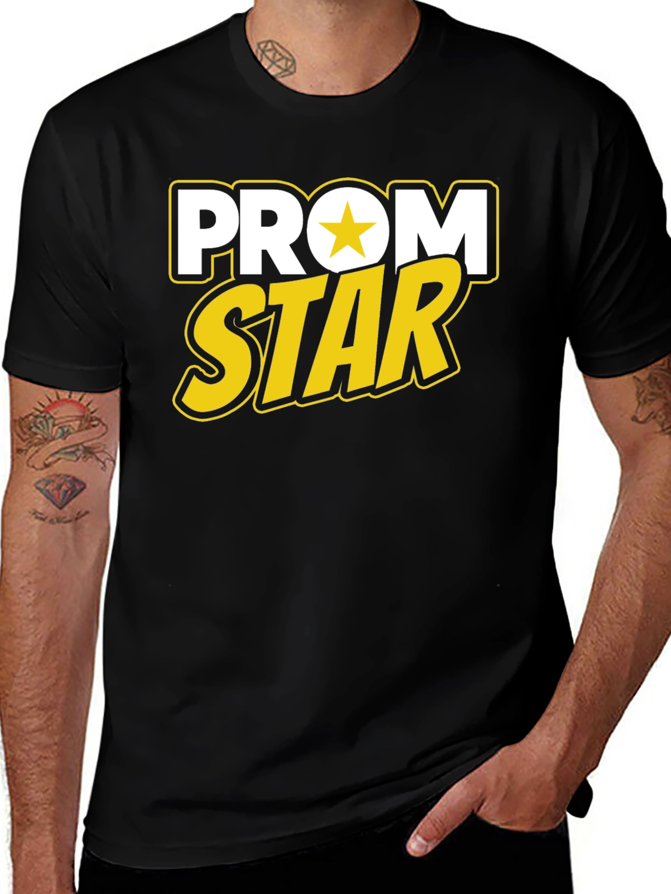 Variant 26 of Prom Star Graphic Tee - Black Cotton T-Shirt