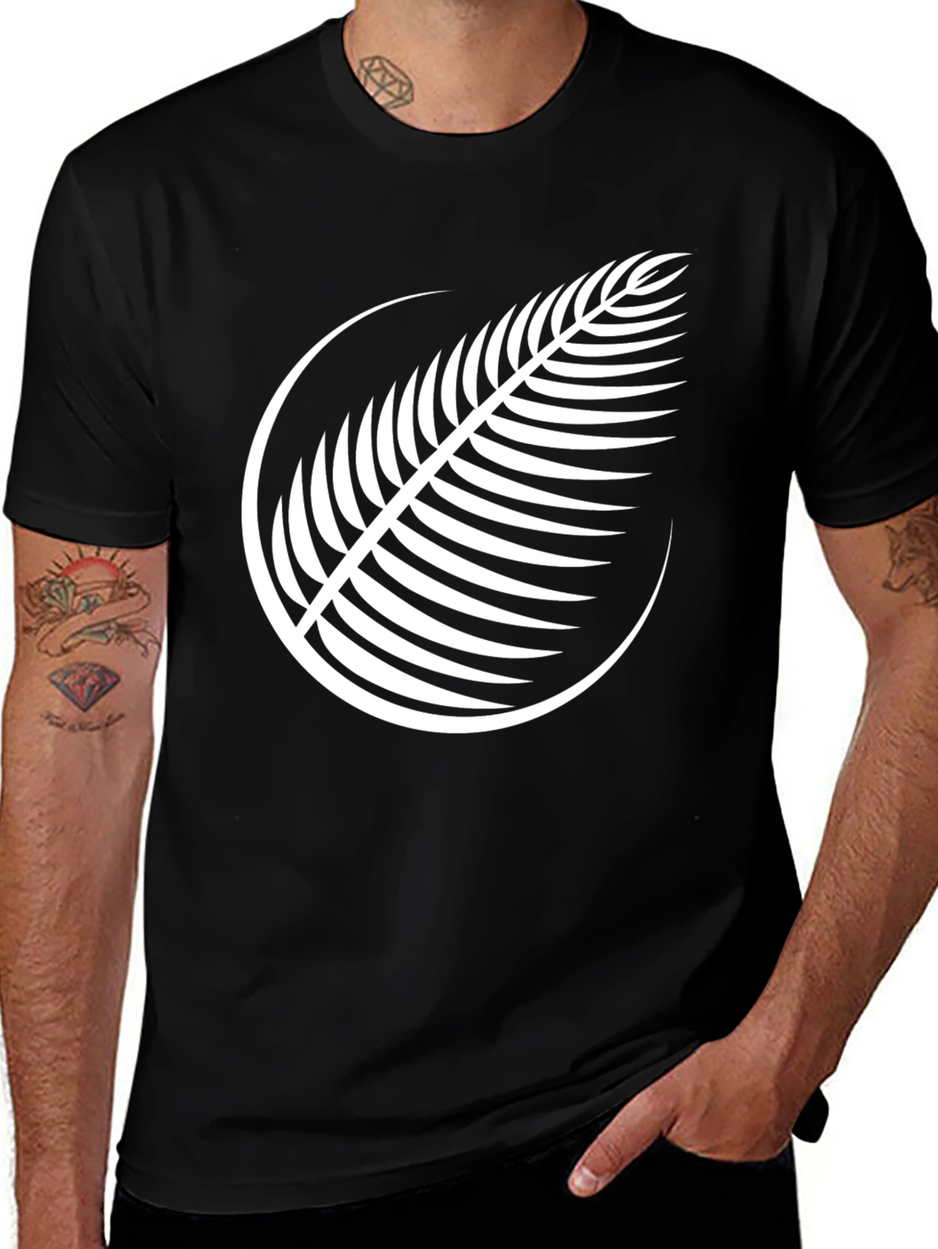 Fern Graphic Tee - Black Cotton T-Shirt