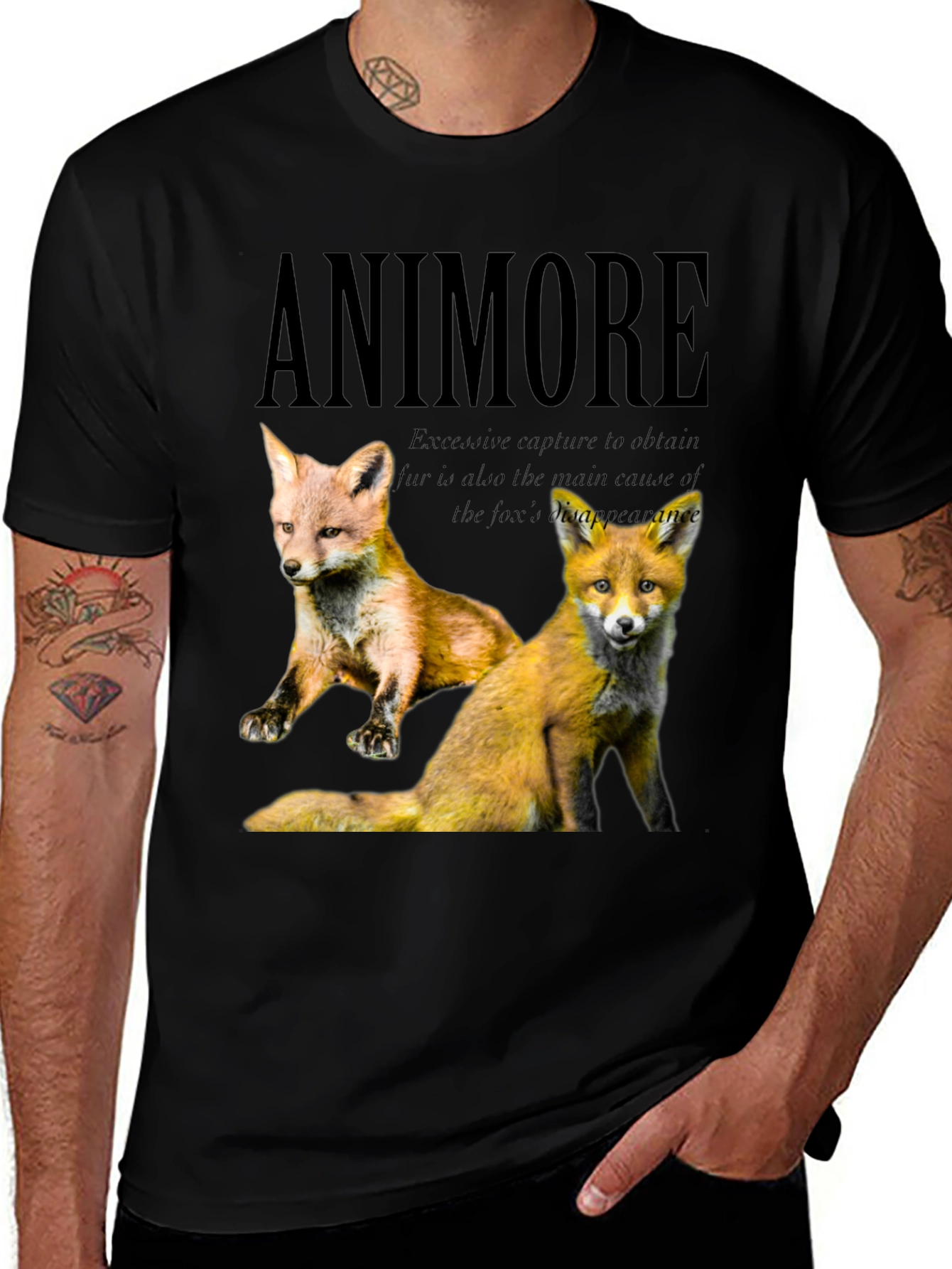 Variant 19 of Animore Fox Graphic Tee - Stylish Animal Lover Shirt