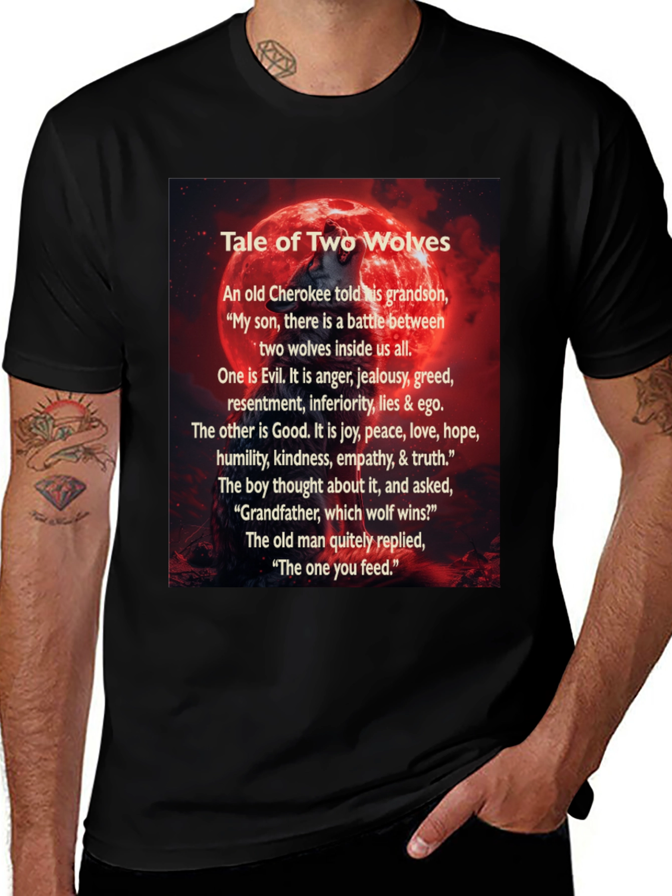 Variant 2 of Tale of Two Wolves Graphic T-Shirt