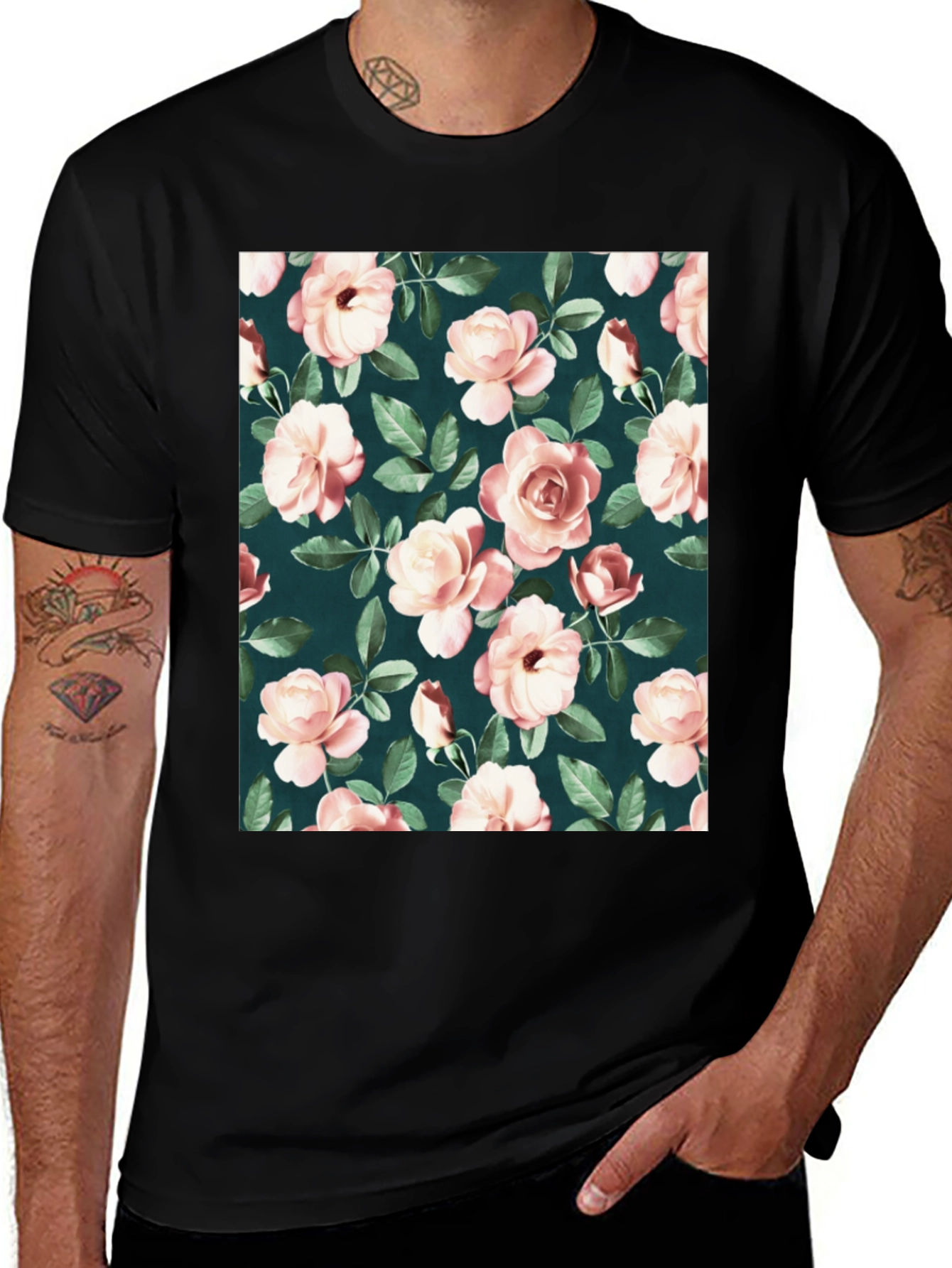 Variant 26 of Floral Rose Pattern T-Shirt - Classic Style