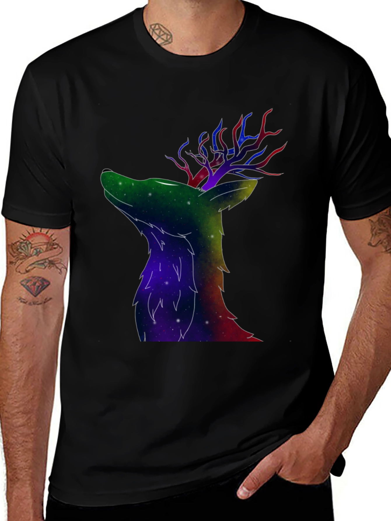 Variant 14 of Galaxy Deer Graphic T-Shirt