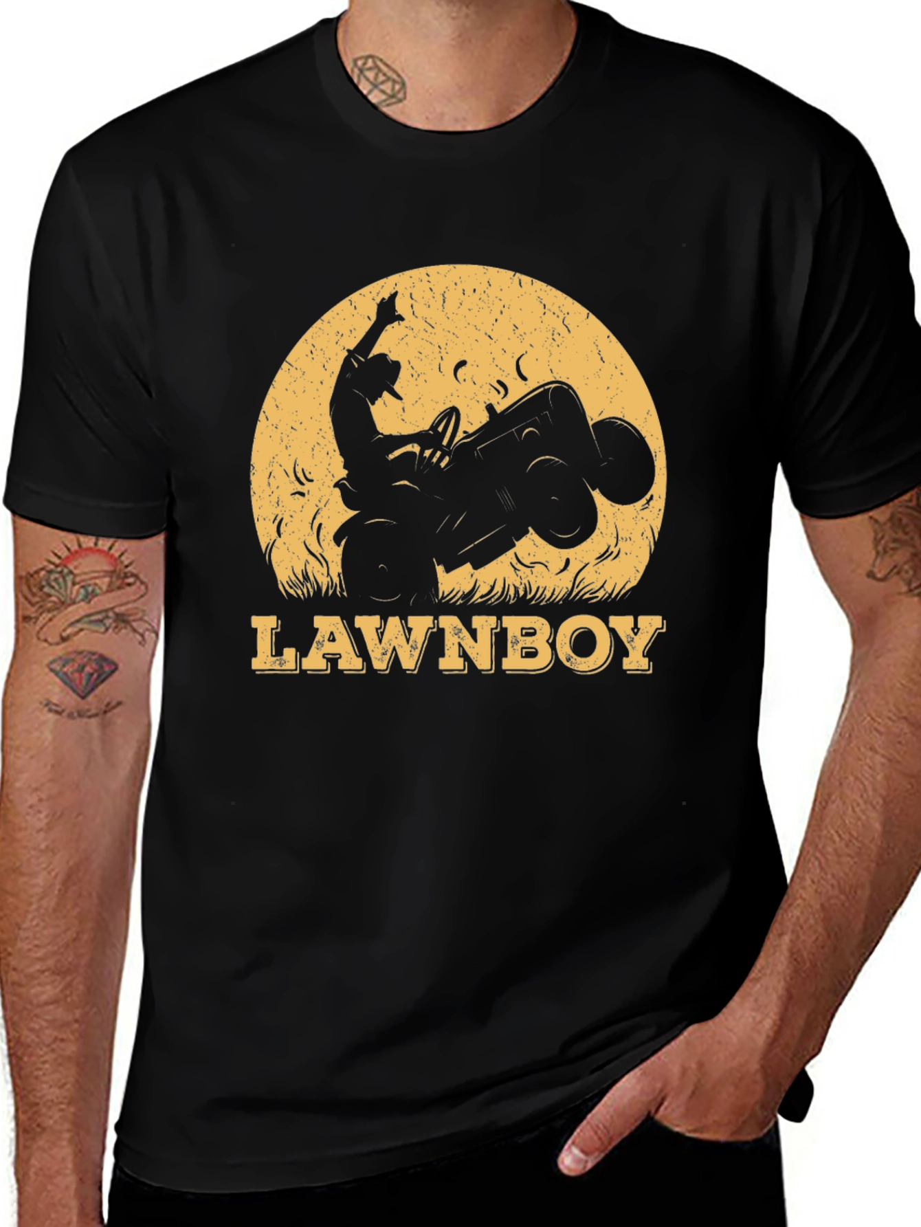 Lawnboy T-Shirt - Mowing Silhouette Graphic Tee