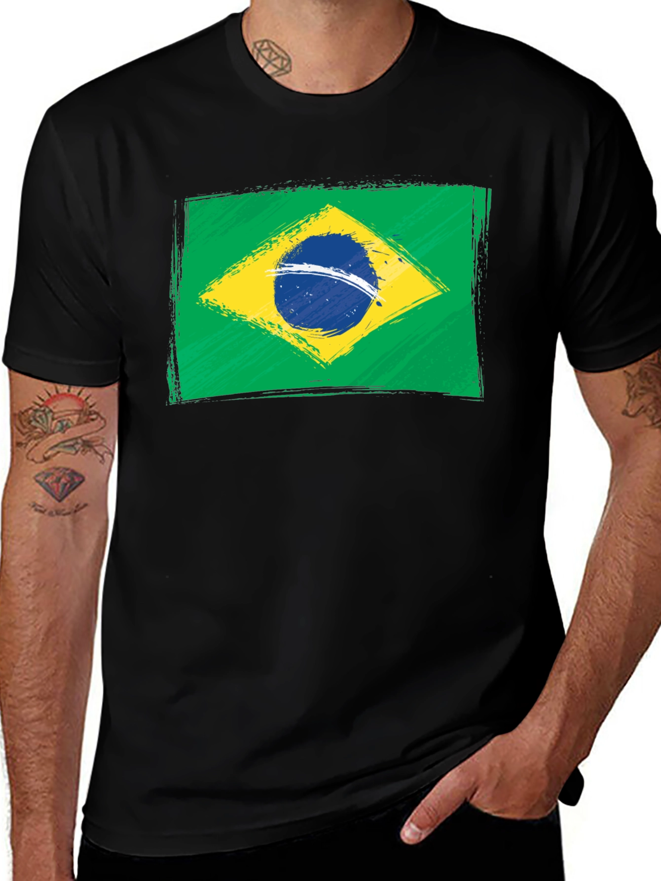Variant 5 of Brazil Flag Graphic T-Shirt - Black