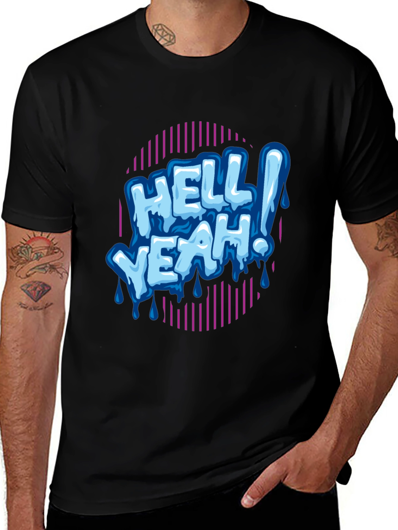 Variant 18 of Hell Yeah! Graphic Print Men's Black T-Shirt