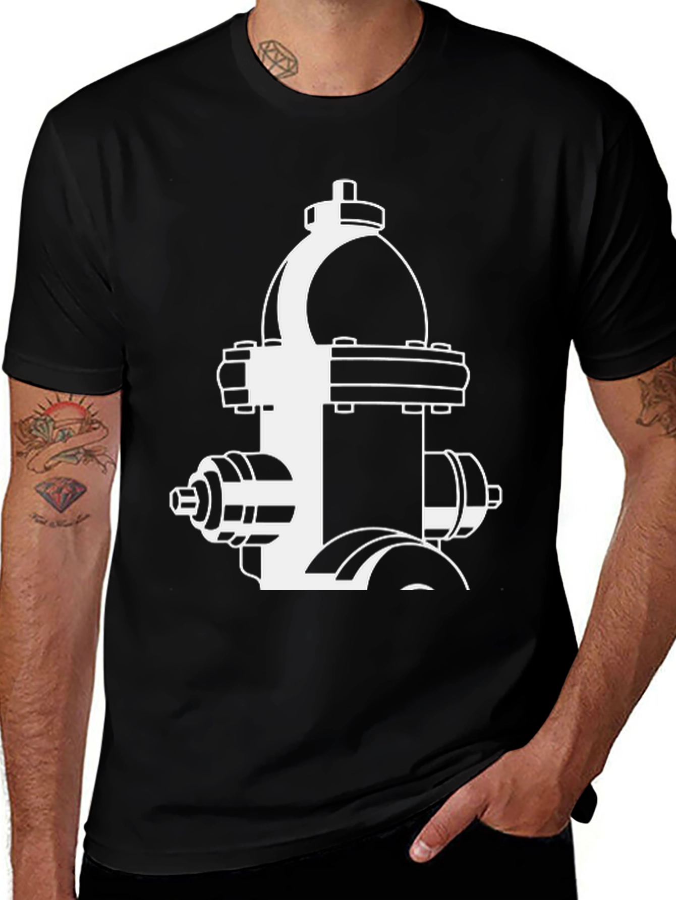 Variant 18 of Fire Hydrant Graphic Tee - Black Casual Shirt