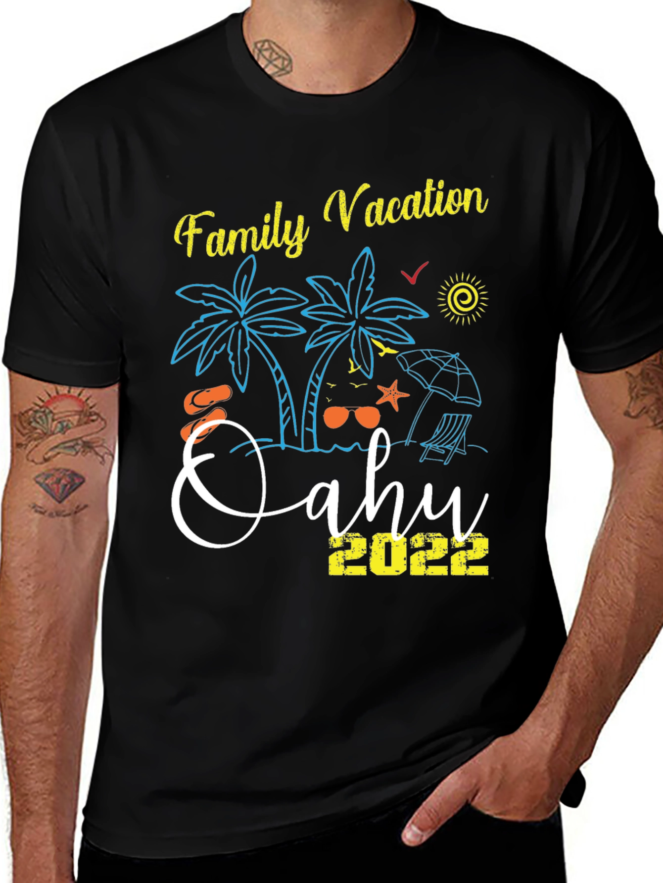 Variant 19 of Family Vacation Oahu 2022 Black T-Shirt