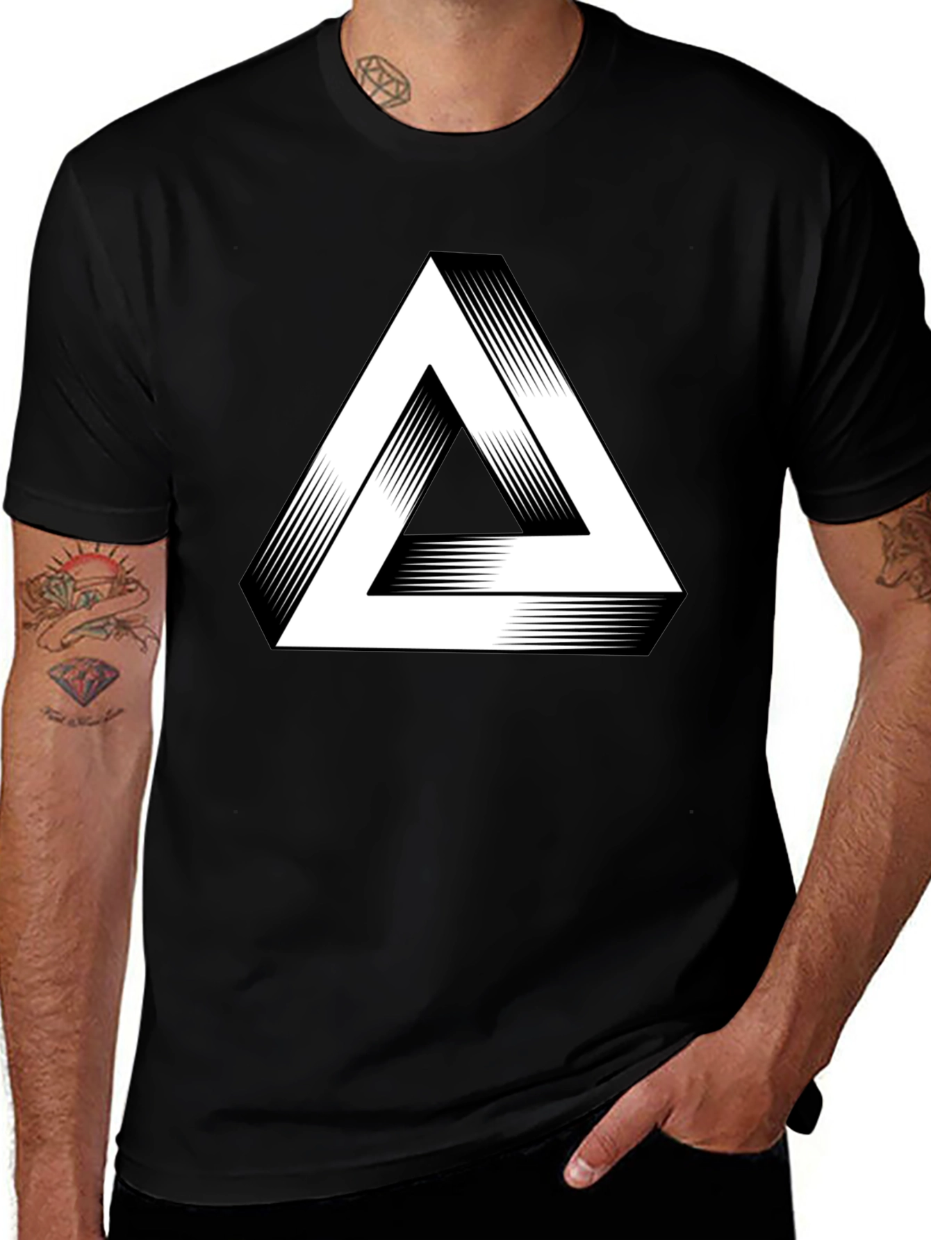 Variant 28 of Impossible Triangle Graphic Tee - Optical Illusion T-Shirt