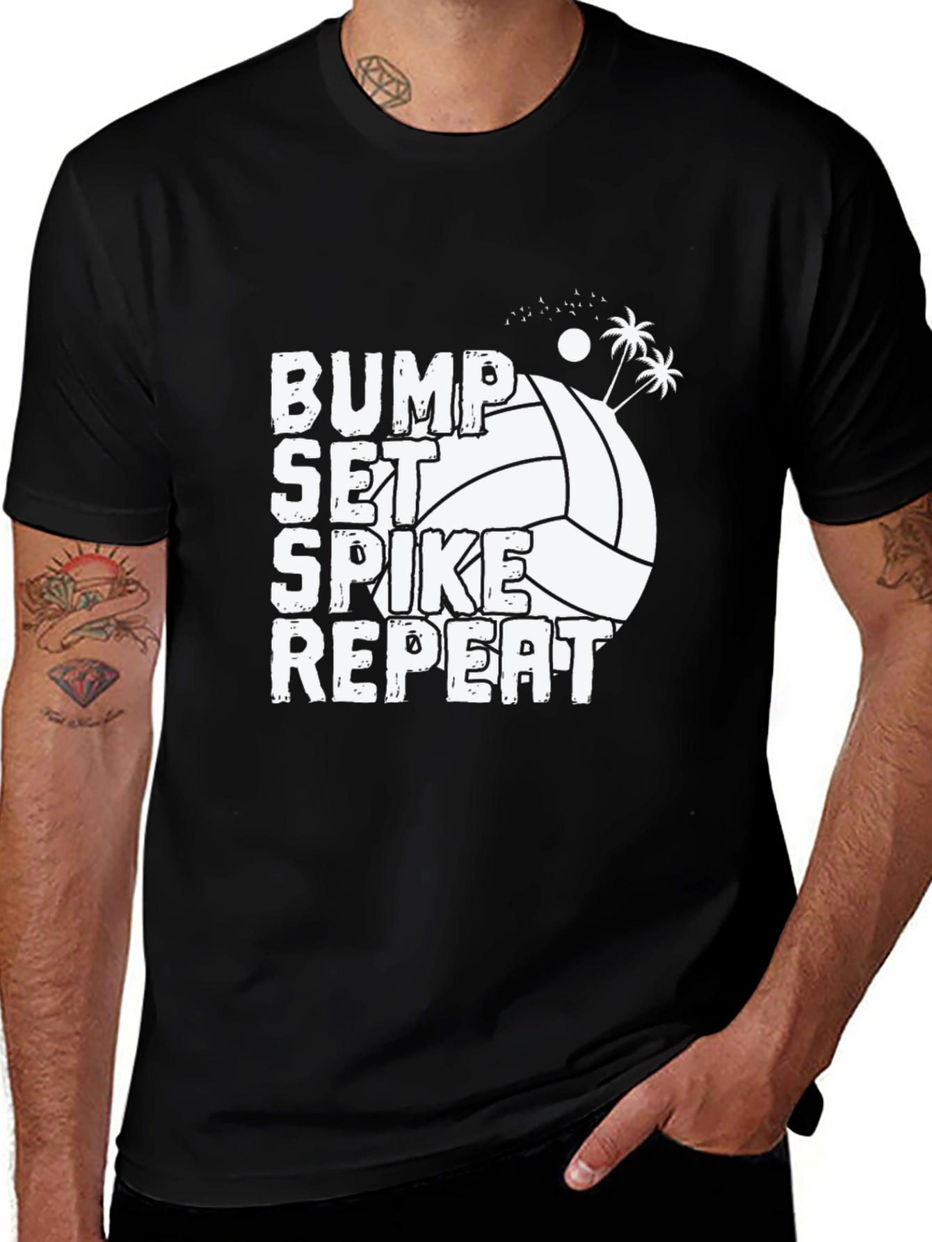 Variant 16 of Volleyball Bump Set Spike Repeat Black T-Shirt