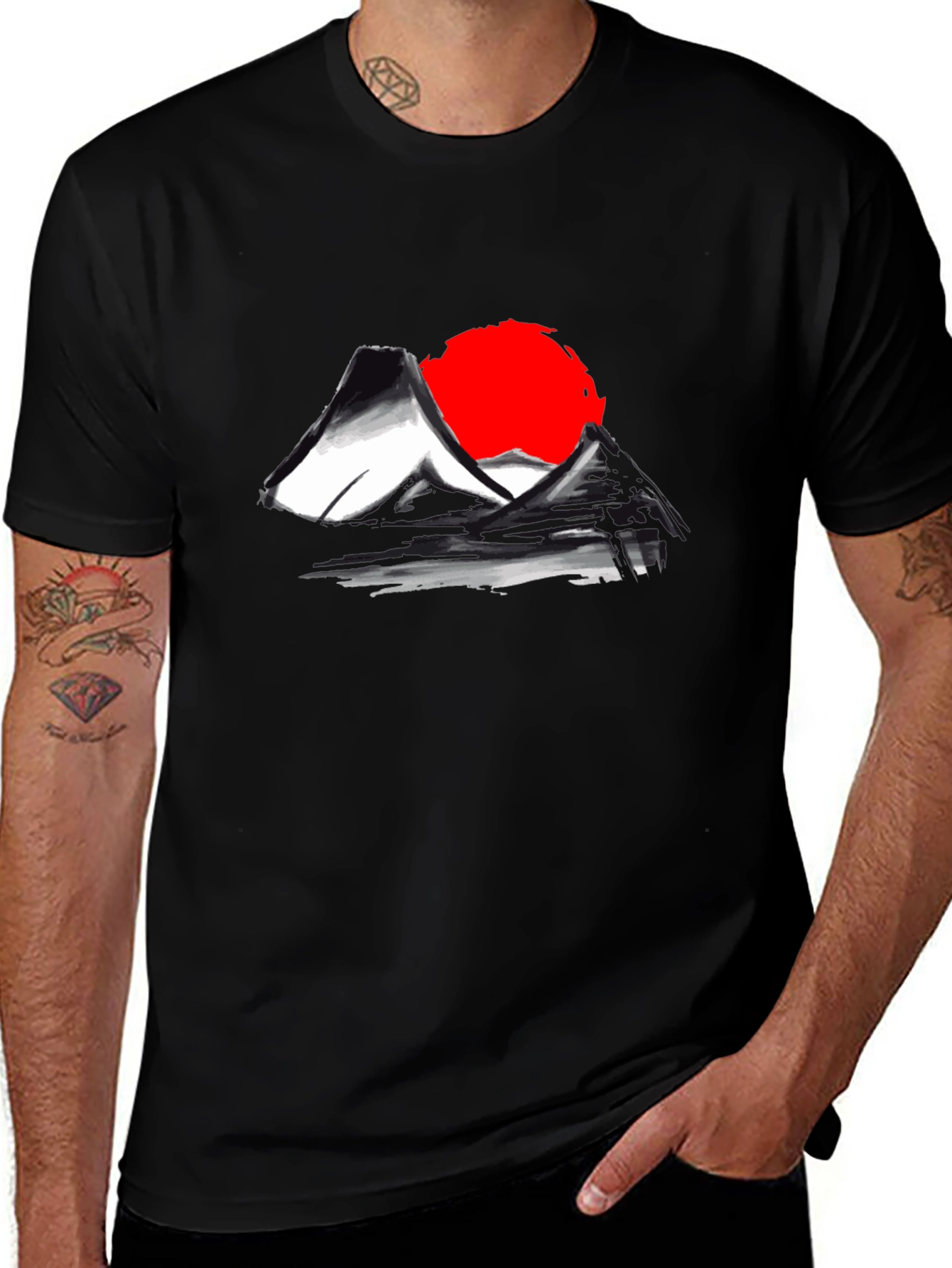 Variant 28 of Japanese Mt. Fuji Rising Sun Graphic T-Shirt