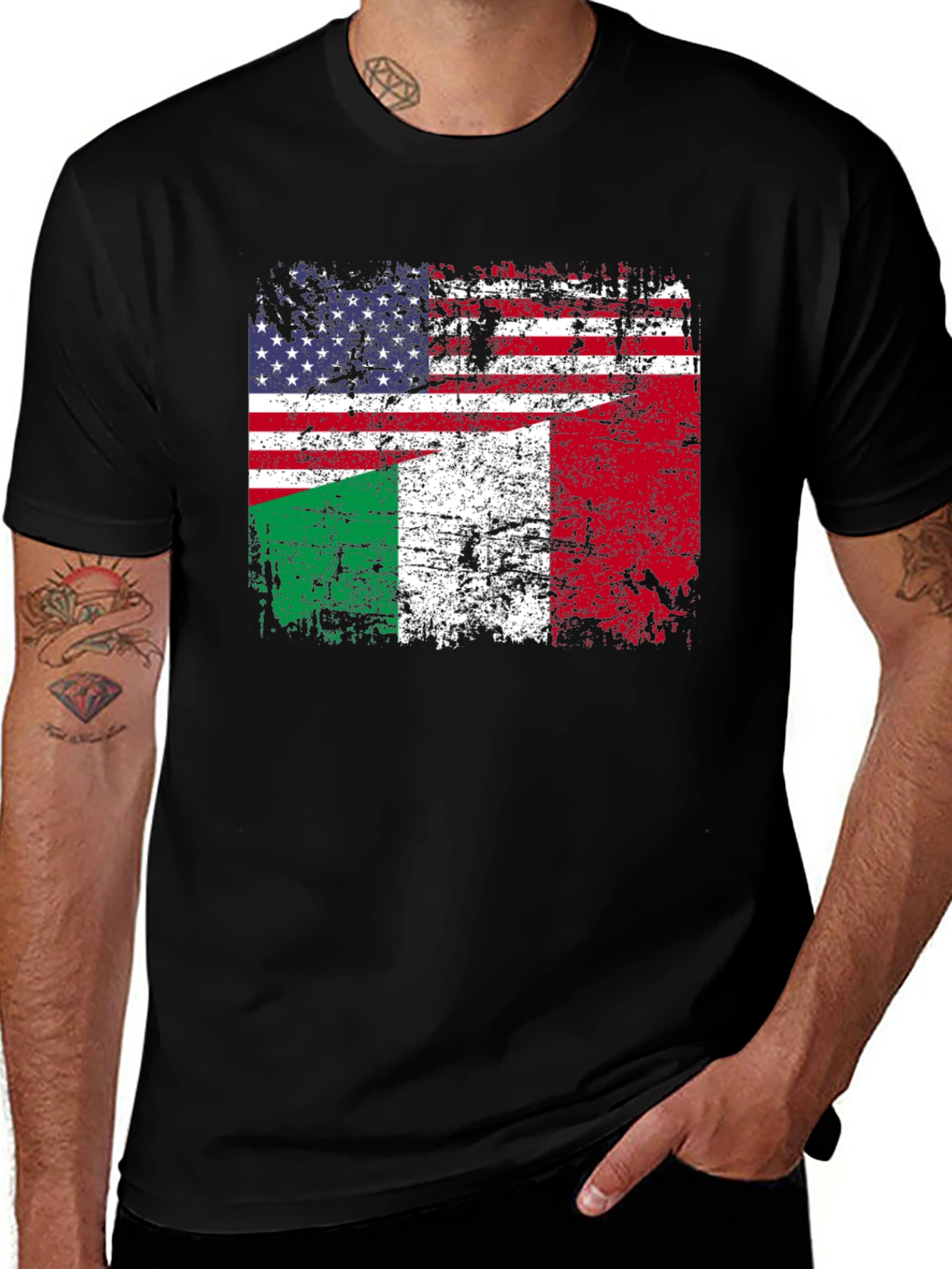 Italian American Flag Graphic T-Shirt