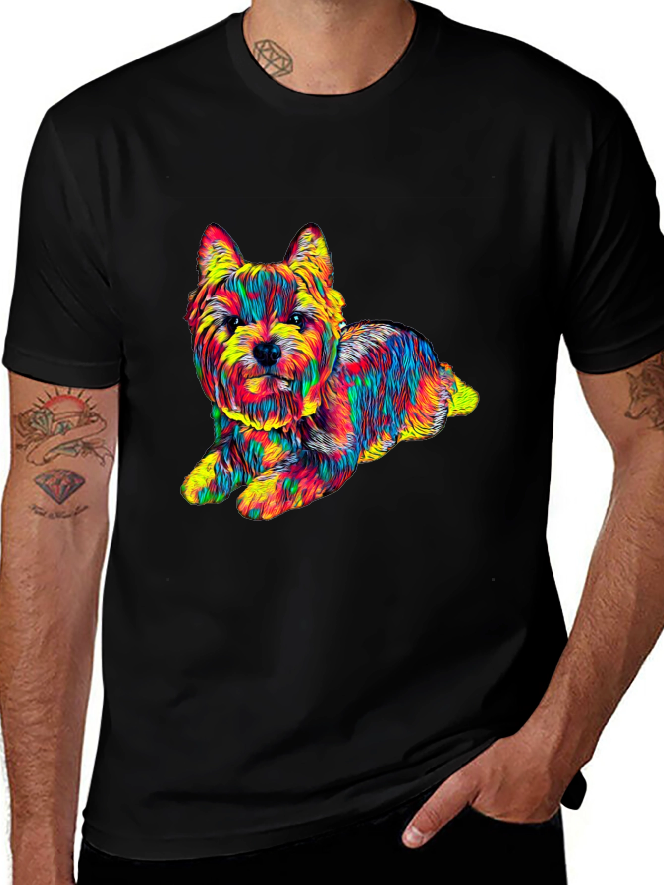 Variant 24 of Dog Graphic Tee - Colorful Yorkie Design