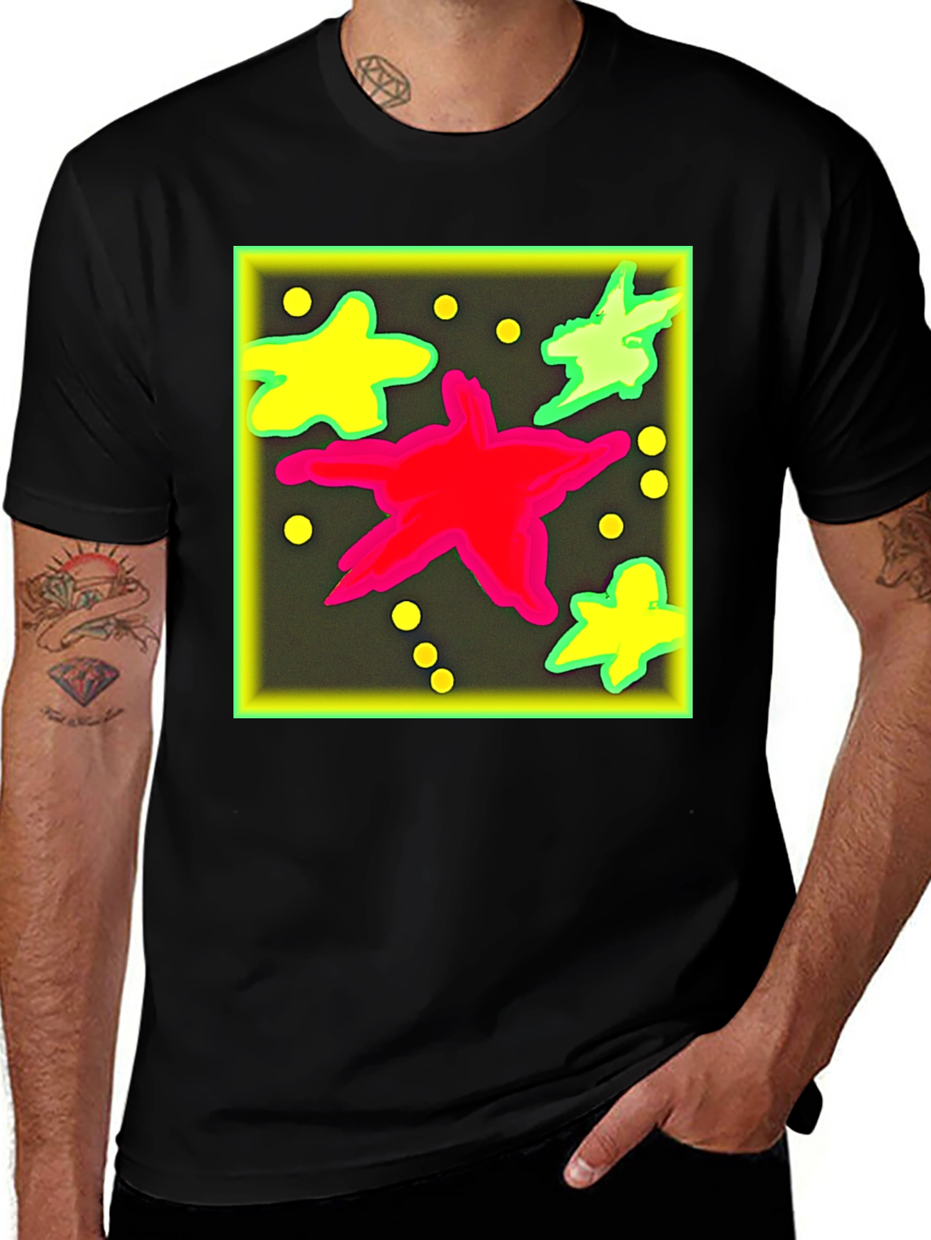 Variant 5 of Bold Graphic Print Tee - Starry Design