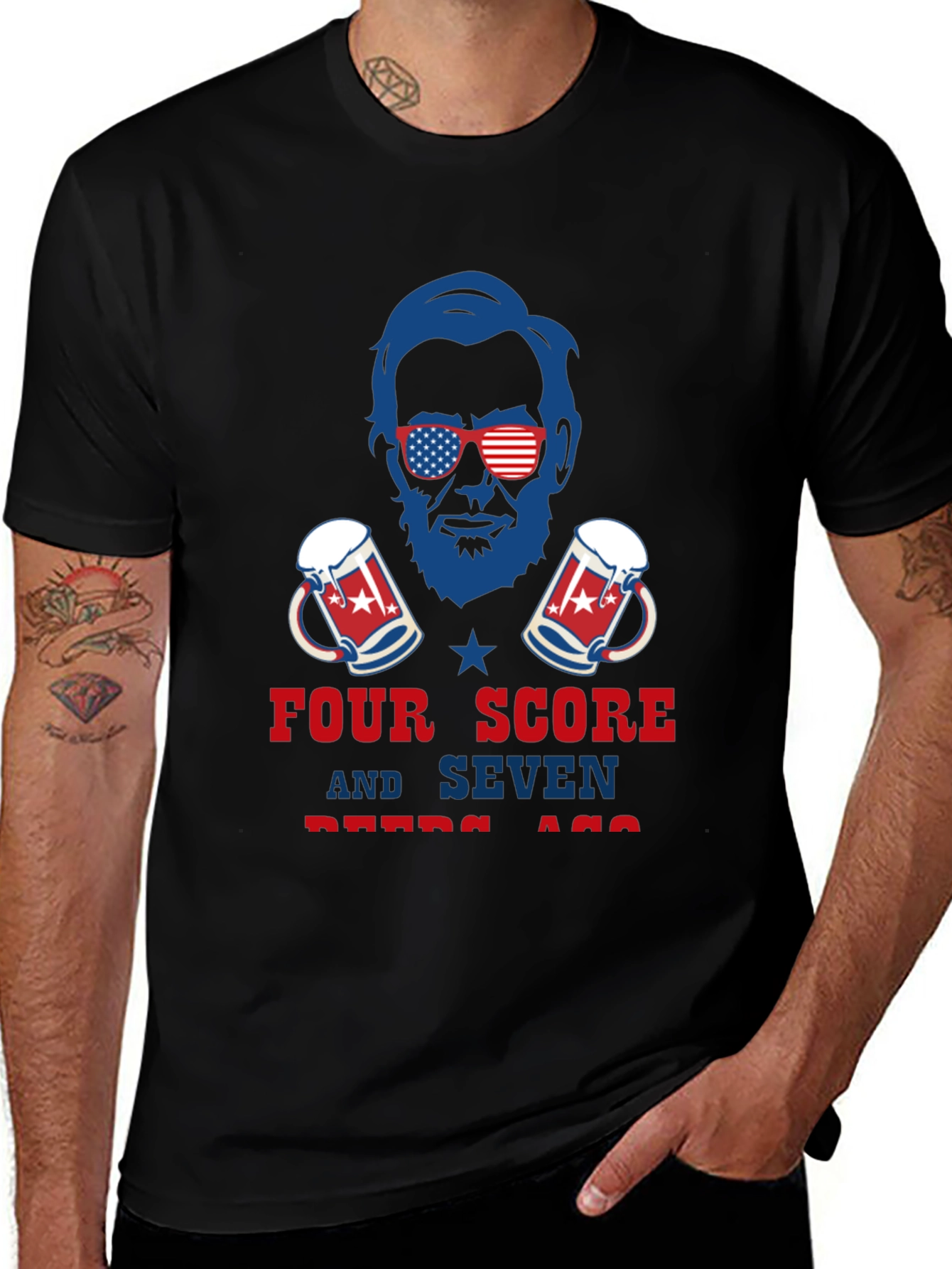 Variant 2 of Patriotic Lincoln Four Score & Seven Beers Ago T-Shirt