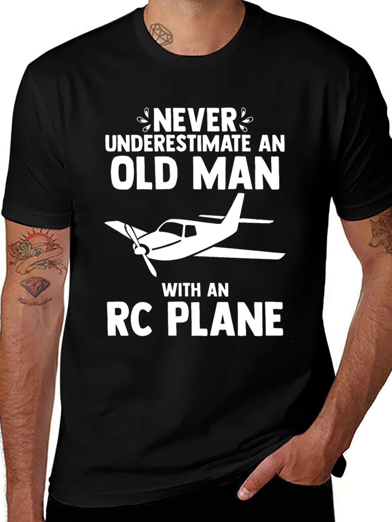 Never Underestimate Old Man RC Plane T-Shirt
