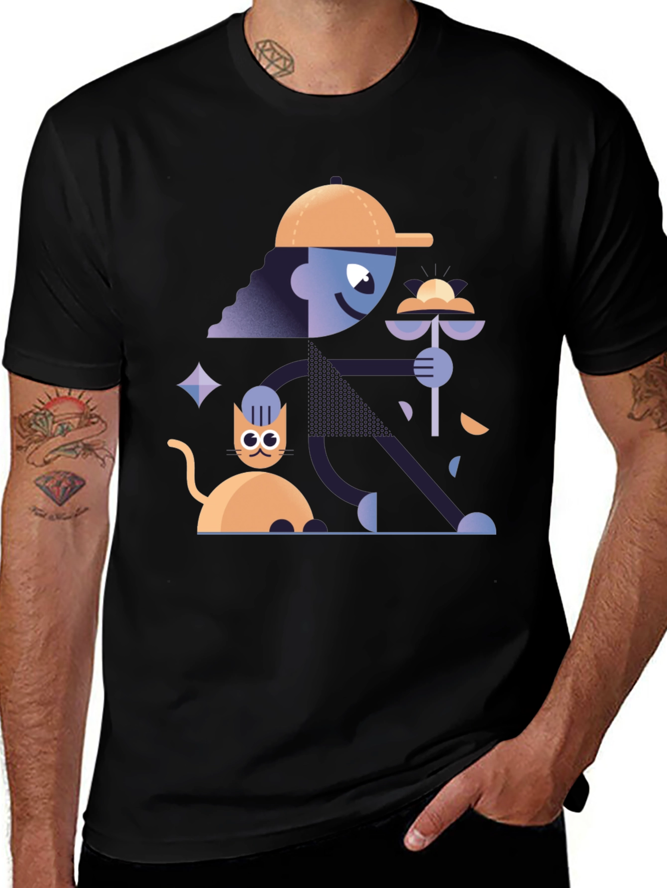 Variant 3 of Funky Graphic Tee - Cat & Figure