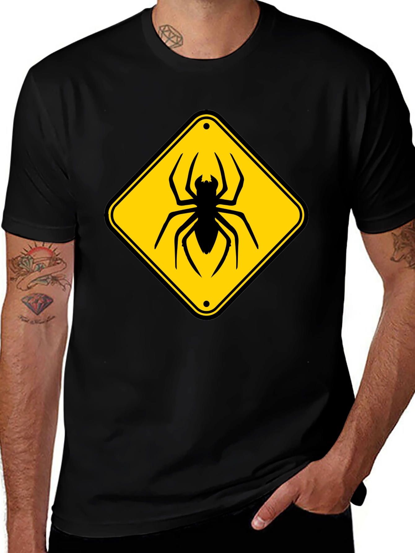Warning Spider T-Shirt - Black