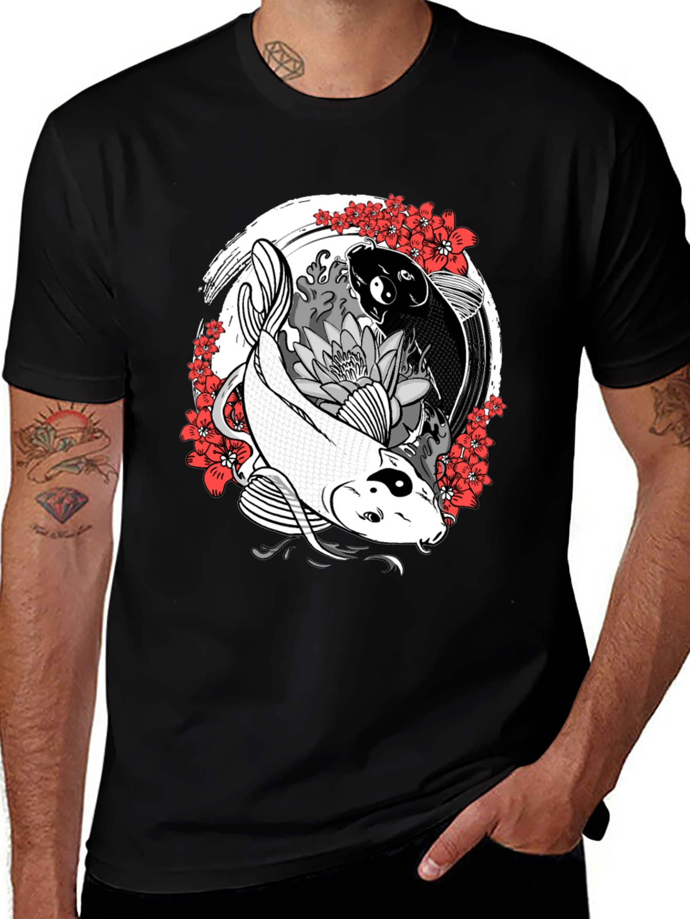 Variant 26 of Yin Yang Koi Fish Graphic Tee - Harmony & Balance