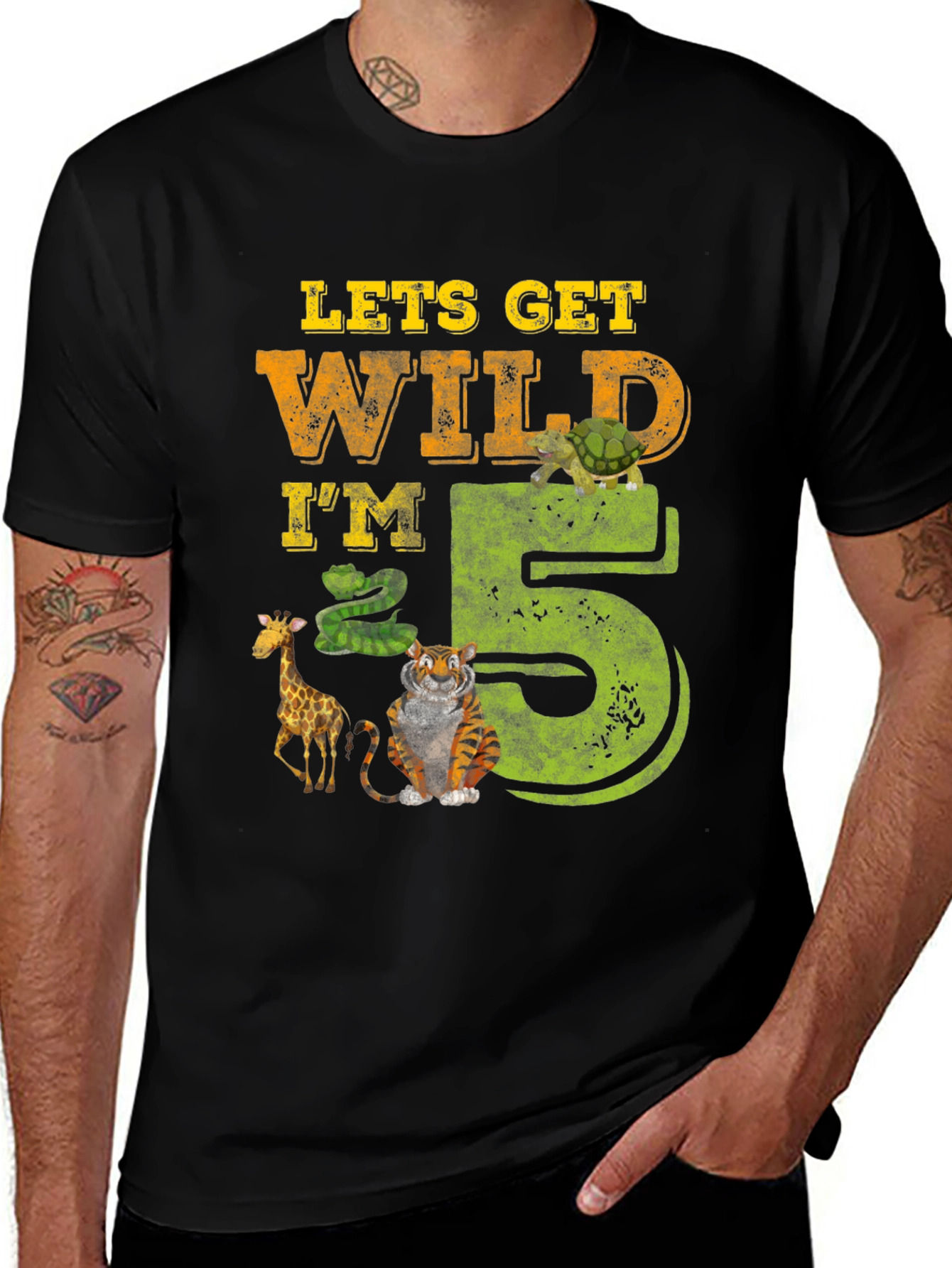 Variant 26 of Lets Get Wild I'm 5 Birthday T-Shirt