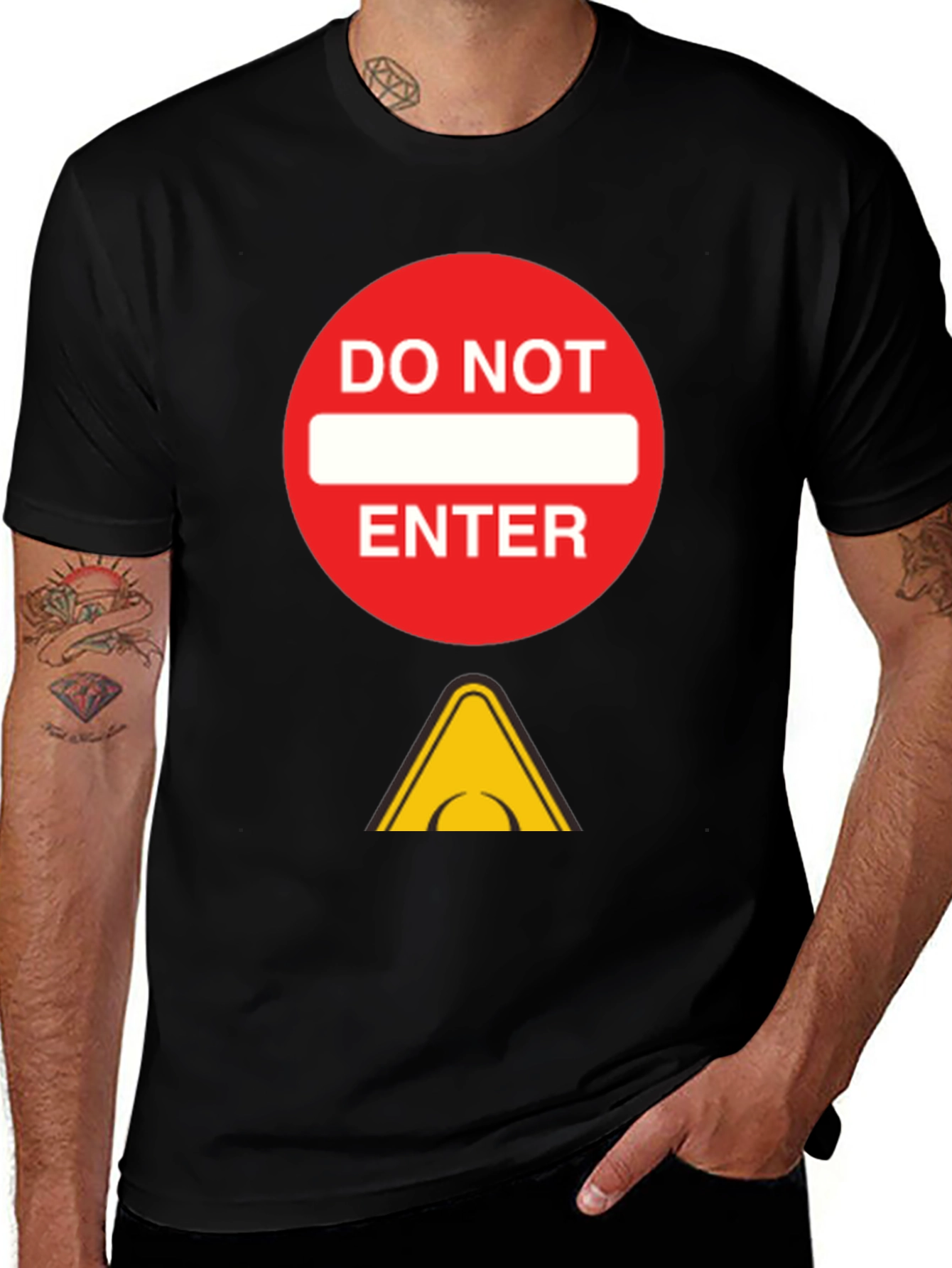 Variant 24 of Do Not Enter Graphic Tee - Black Cotton T-Shirt