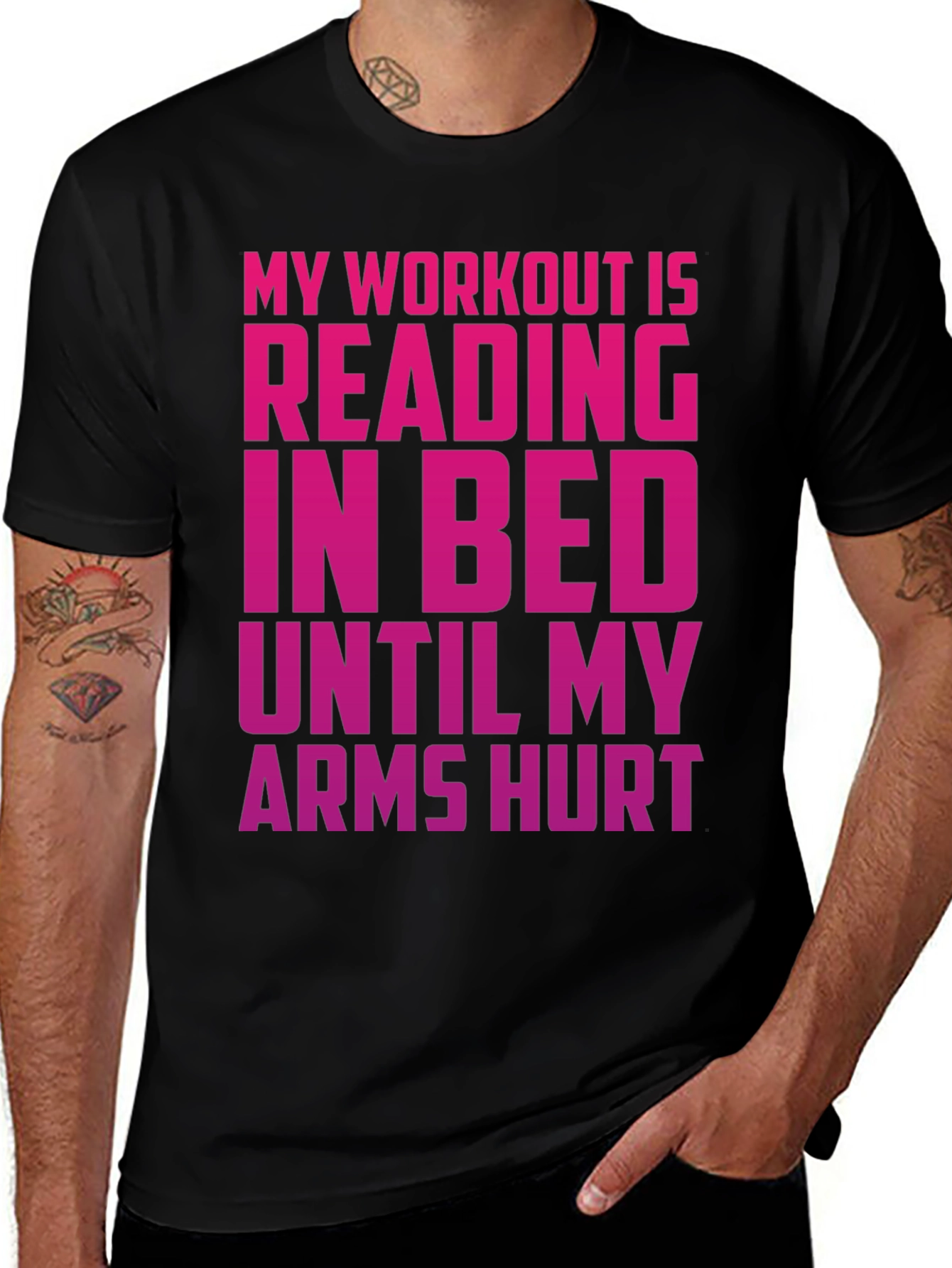 Variant 12 of Funny Workout T-Shirt - Reading in Bed Tee