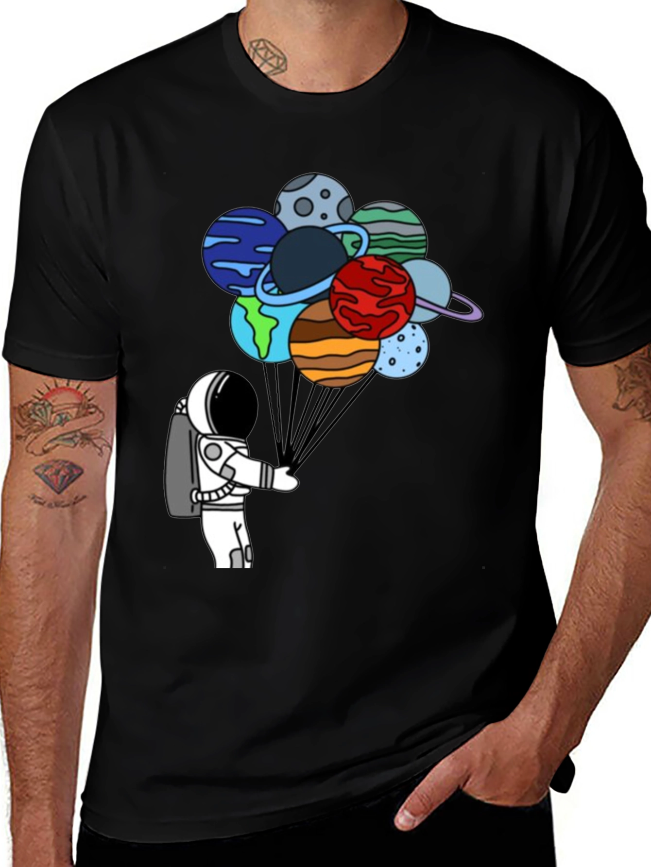 Variant 7 of Astronaut Planets T-Shirt - Space Graphic Tee