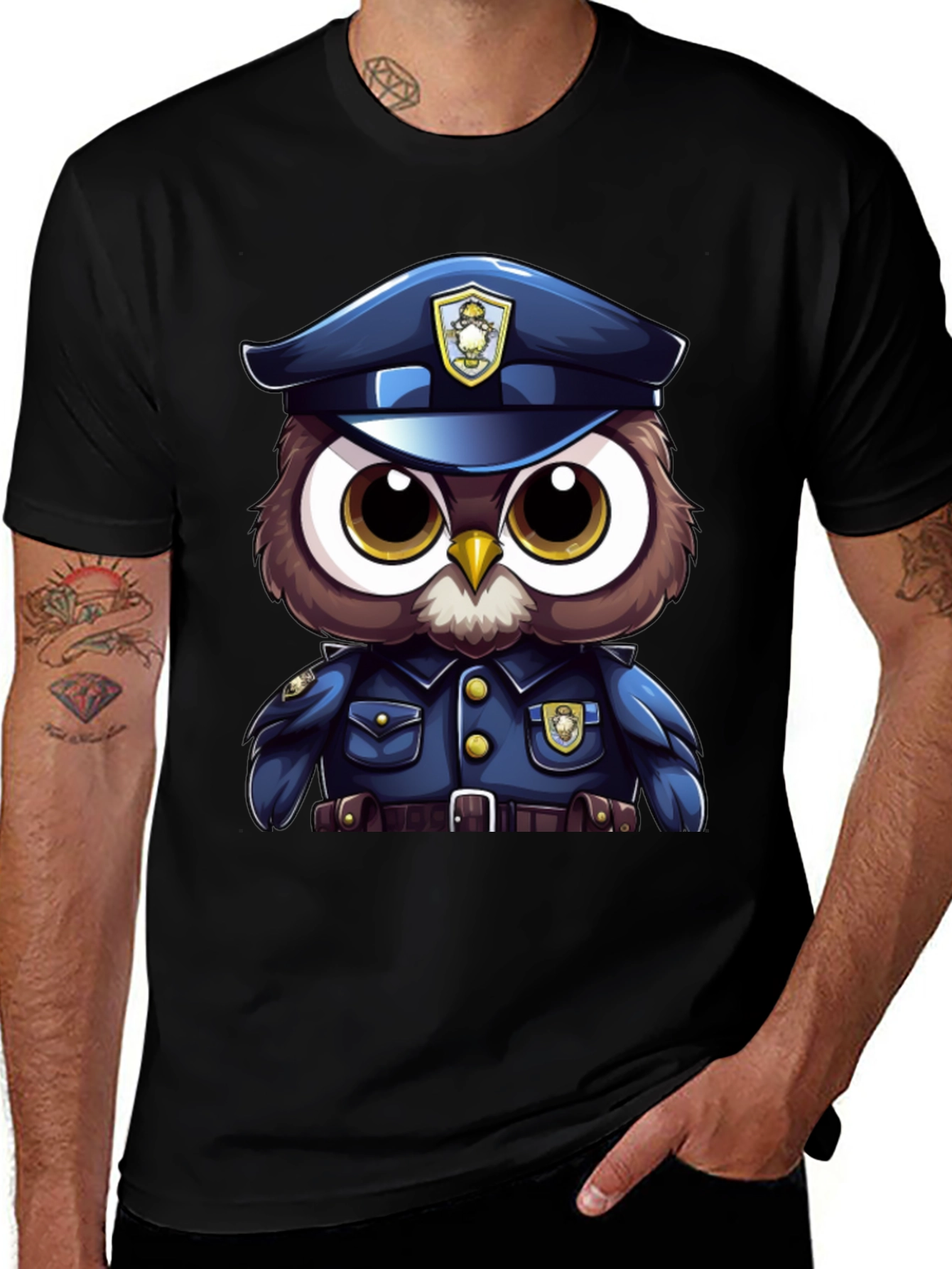 Variant 19 of Owl Police Officer T-Shirt - Cartoon Design