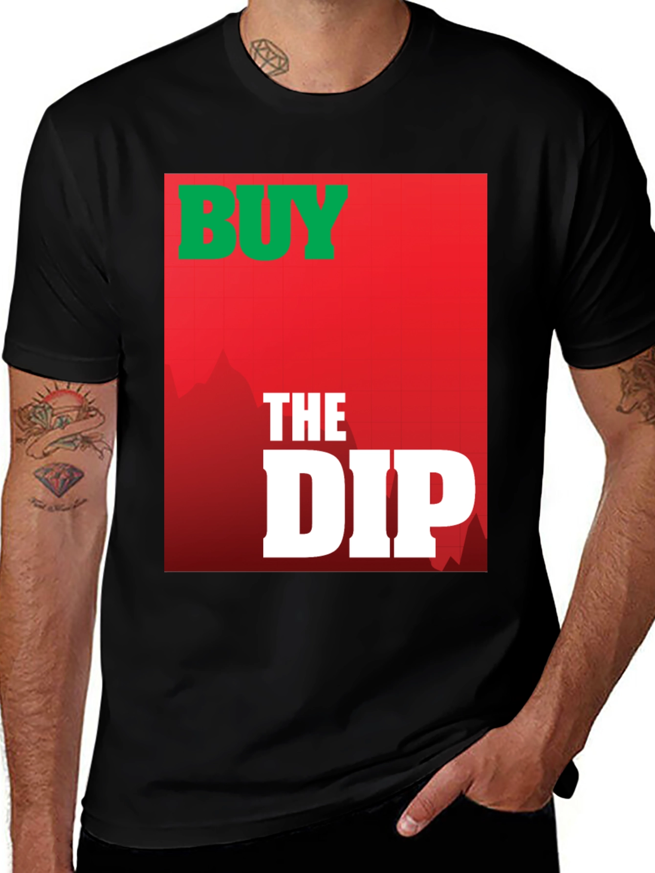 Variant 12 of Buy the Dip Graphic Tee - Black Cotton T-Shirt