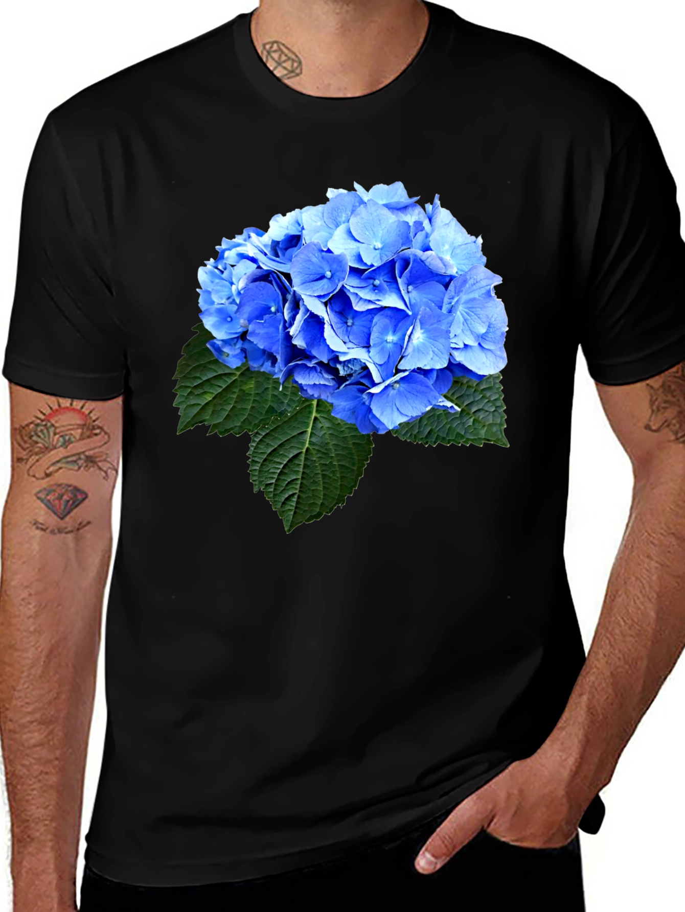 Variant 18 of Blue Hydrangea Floral Graphic T-Shirt
