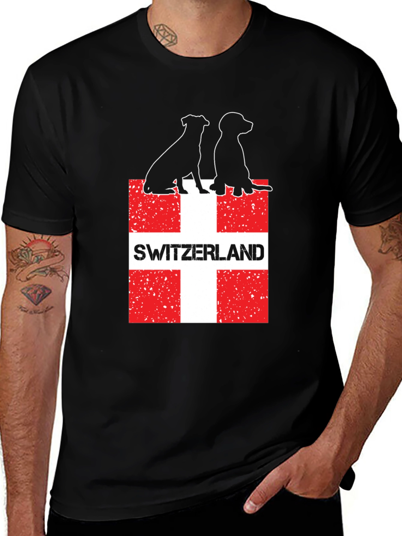 Variant 30 of Switzerland Dog Silhouette Graphic T-Shirt